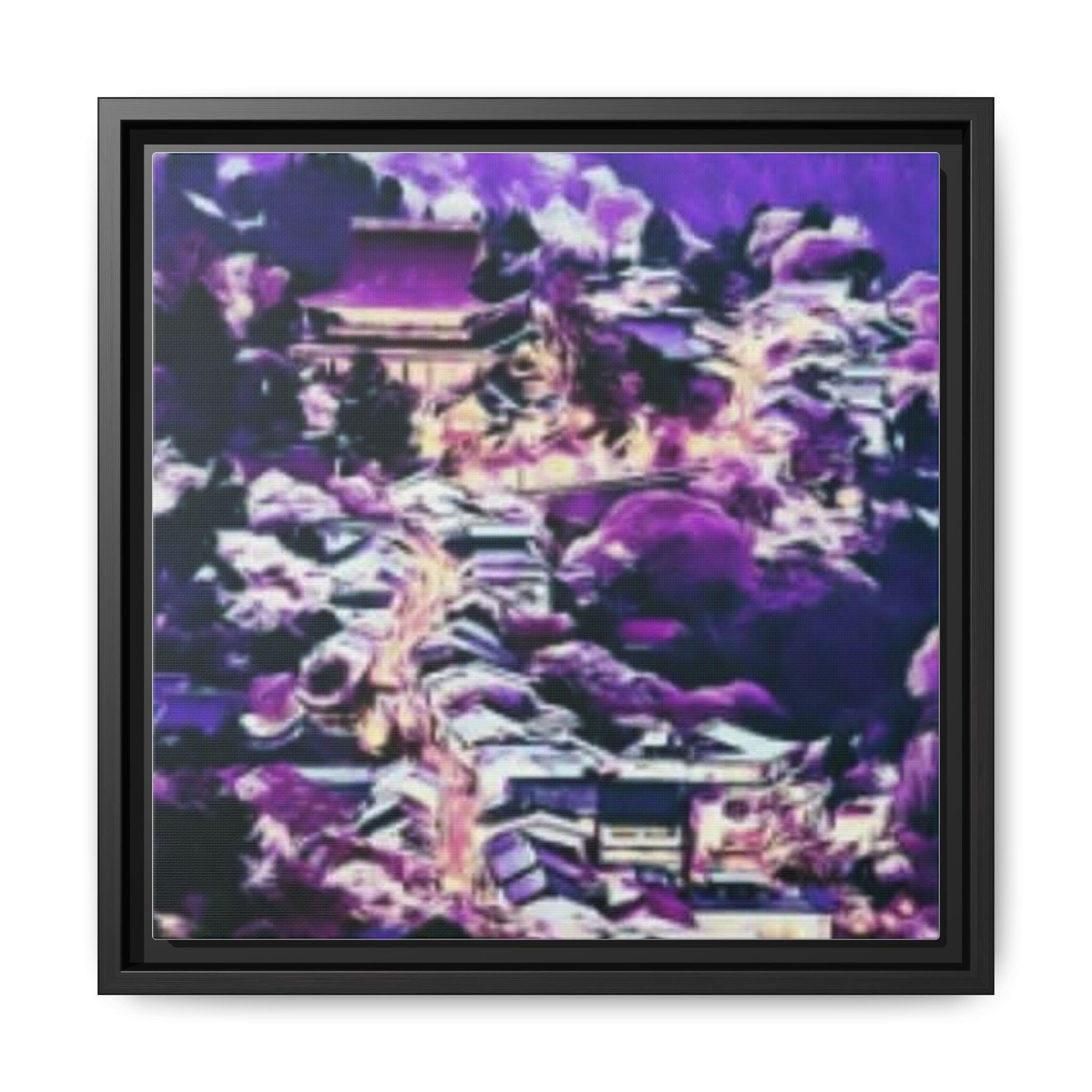 Framed Matte Canvas Art - Abstract Purple Cityscape