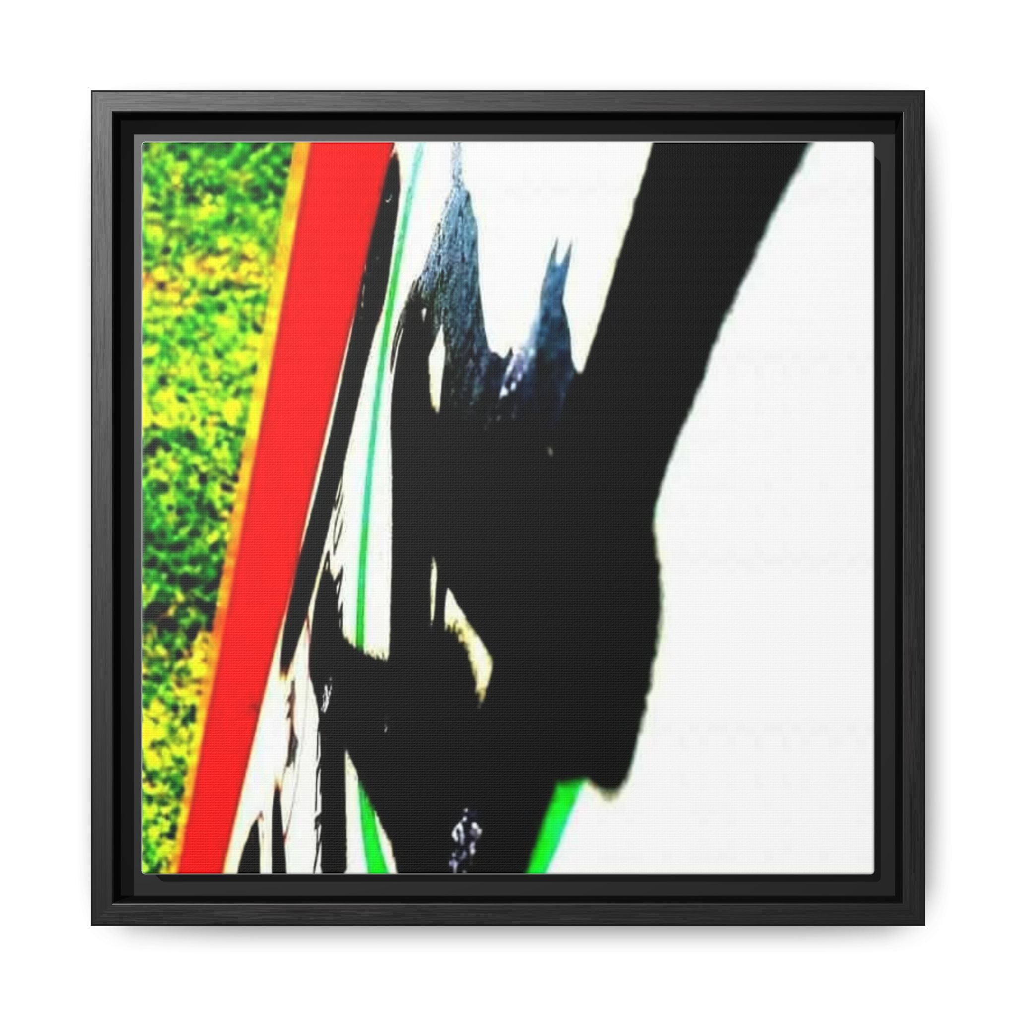 Framed Matte Canvas Print — Abstract Skateboard Silhouette in Bold Colors