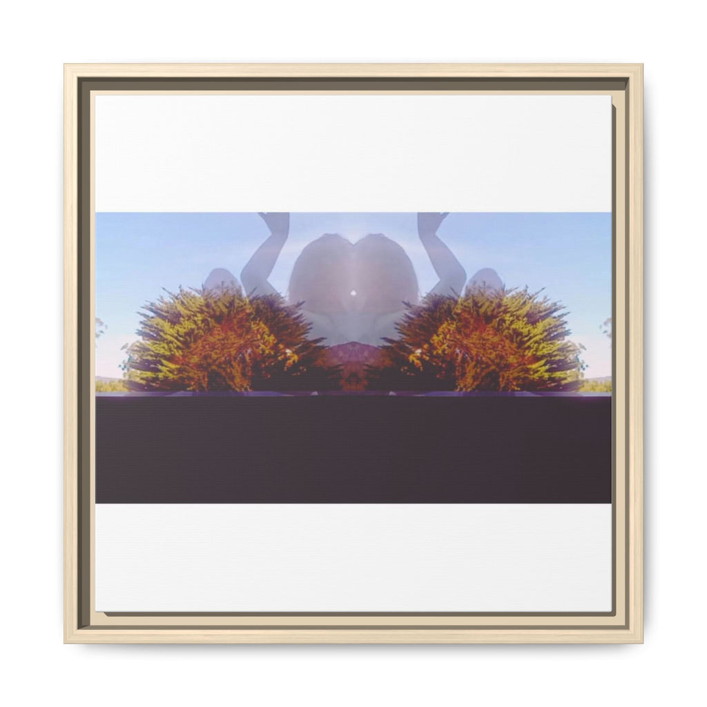 SURREALIST SUN DANCE 4 Framed Matte Canvas Wall Art — Symmetrical Sunset Landscape (Multi-Color)