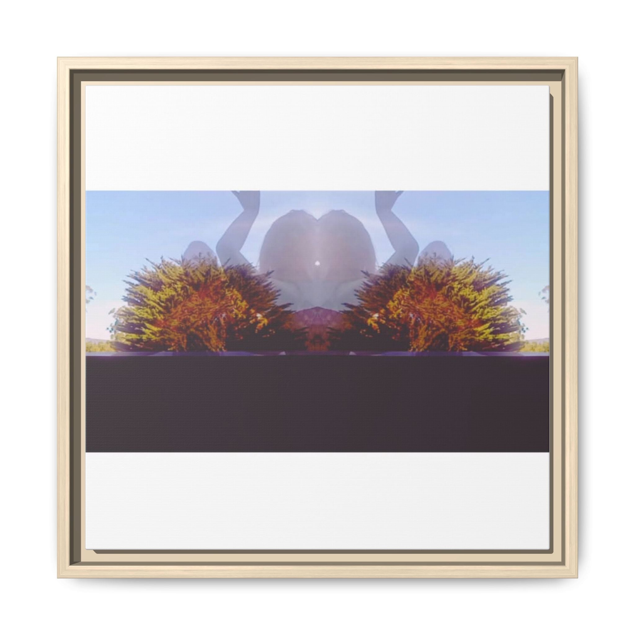SURREALIST SUN DANCE 4 Framed Matte Canvas Wall Art — Symmetrical Sunset Landscape (Multi-Color)