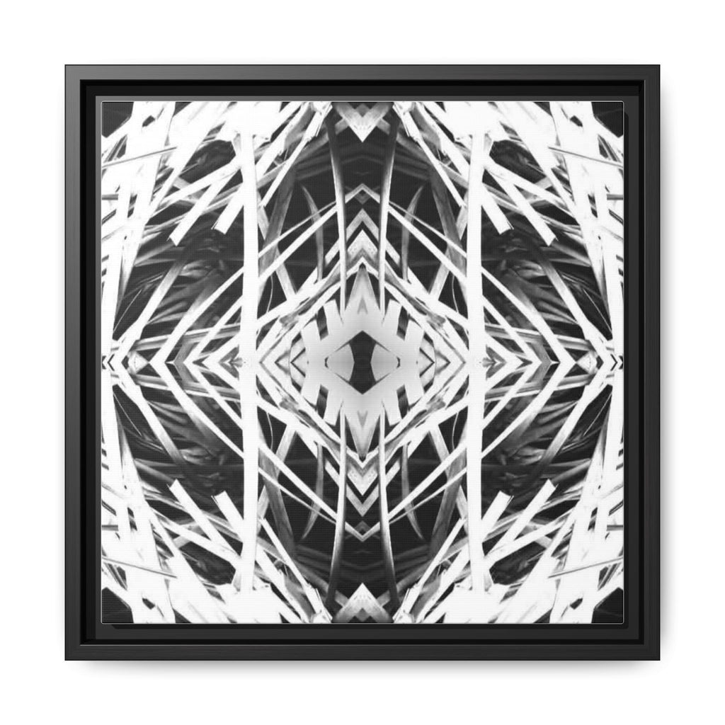 PSYCHEDELIC TALL GRASS 5 Framed Matte Canvas - Black & White Geometric Abstract Art