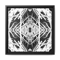 PSYCHEDELIC TALL GRASS 5 Framed Matte Canvas - Black & White Geometric Abstract Art