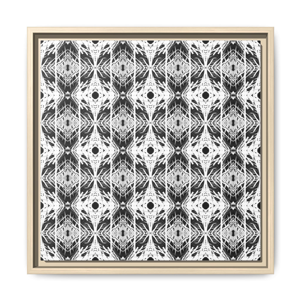 PSYCHEDELIC TALL GRASS 3 Monochrome Geometric Pattern Framed Canvas