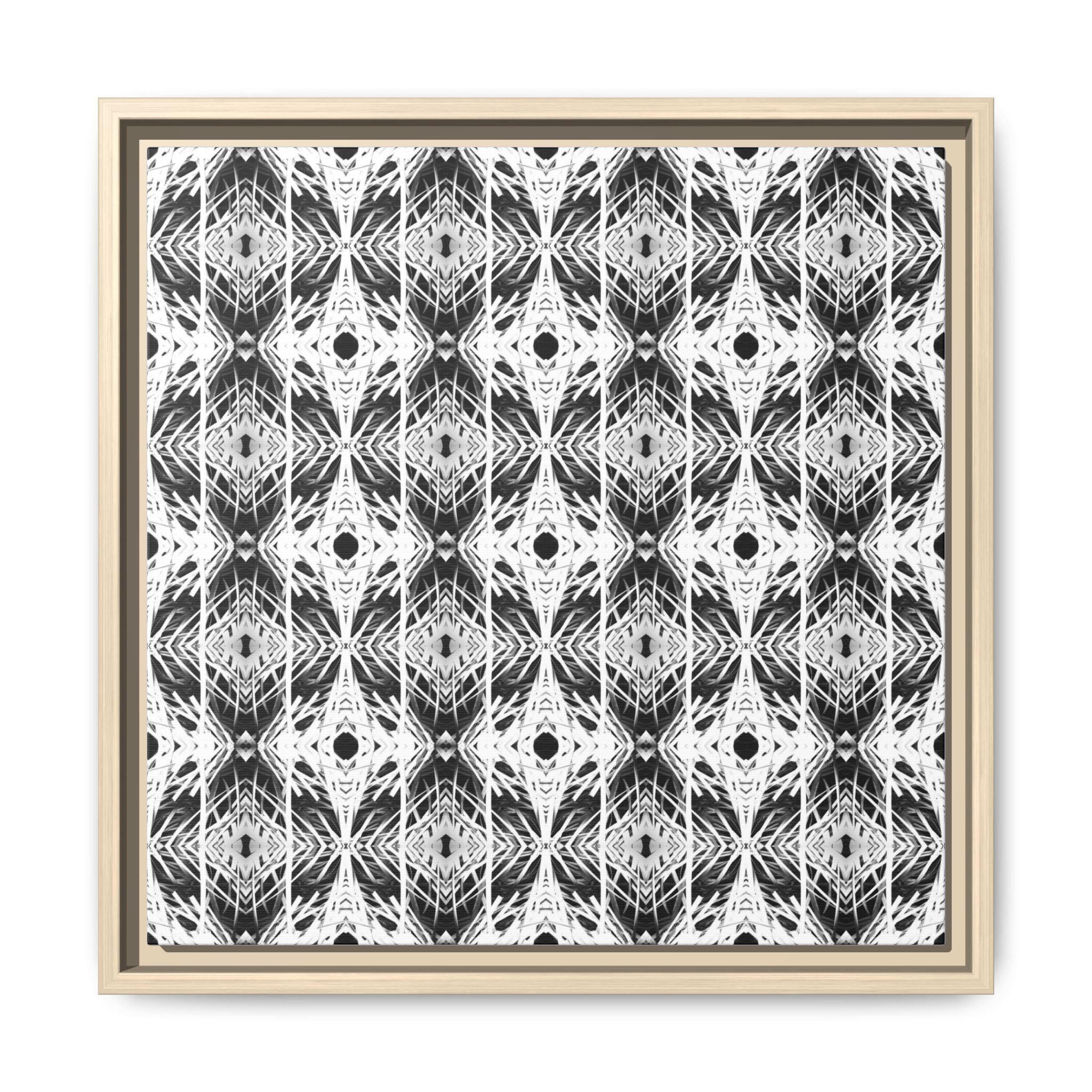 PSYCHEDELIC TALL GRASS 3 Monochrome Geometric Pattern Framed Canvas