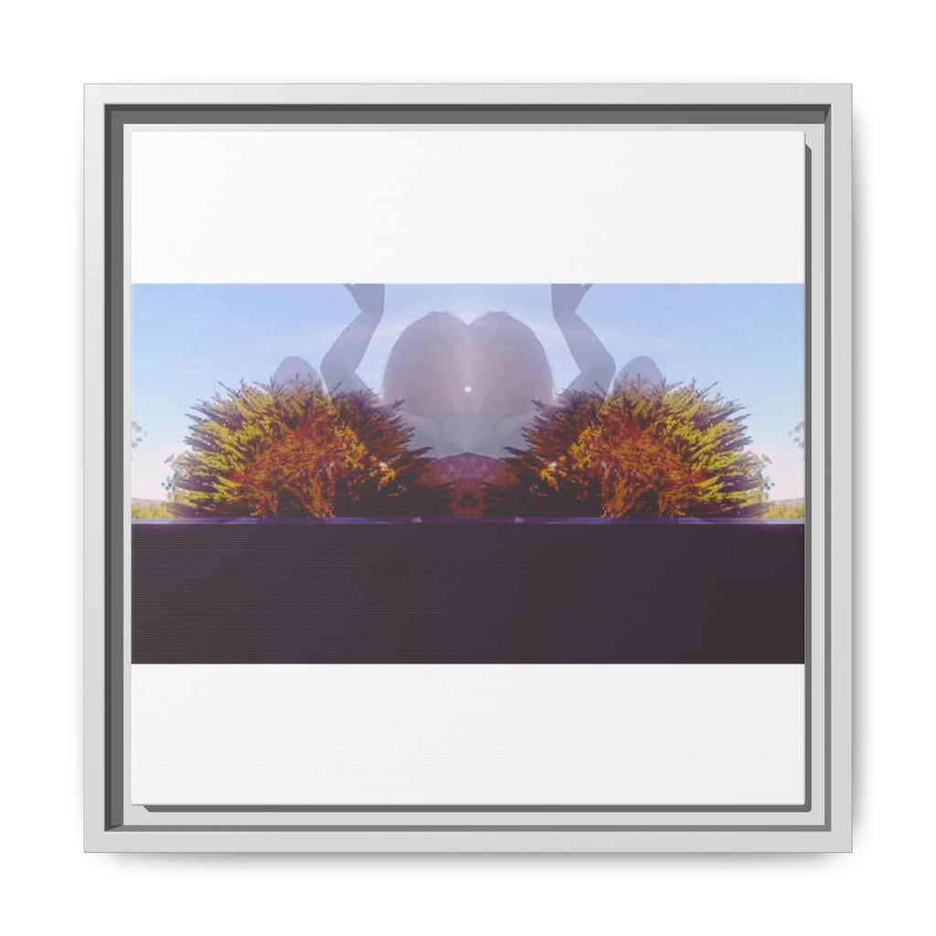 SURREALIST SUN DANCE 4 Framed Matte Canvas Wall Art — Symmetrical Sunset Landscape (Multi-Color)