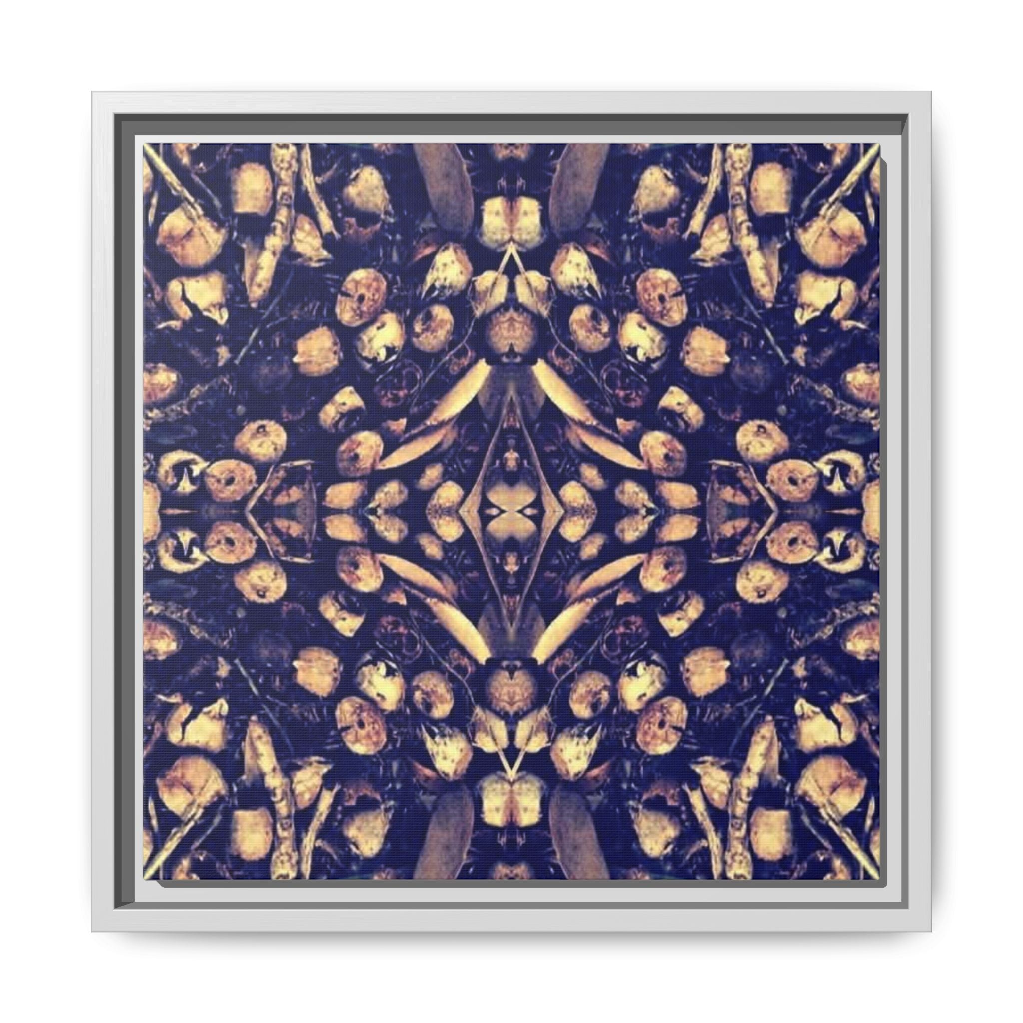Abstract Botanical Kaleidoscope Matte Canvas Framed Wall Art