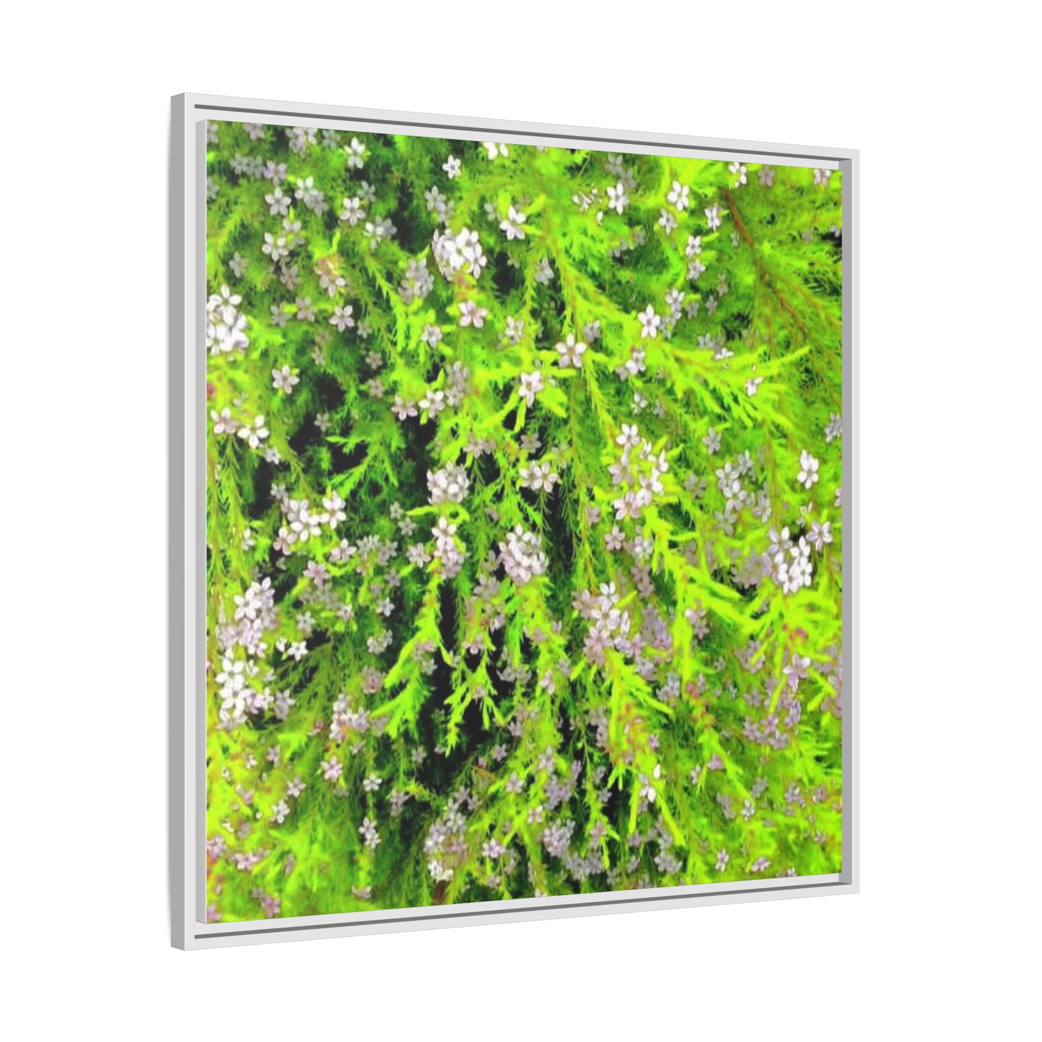 Framed Floral Moss Canvas Wall Art — Green Botanical Print