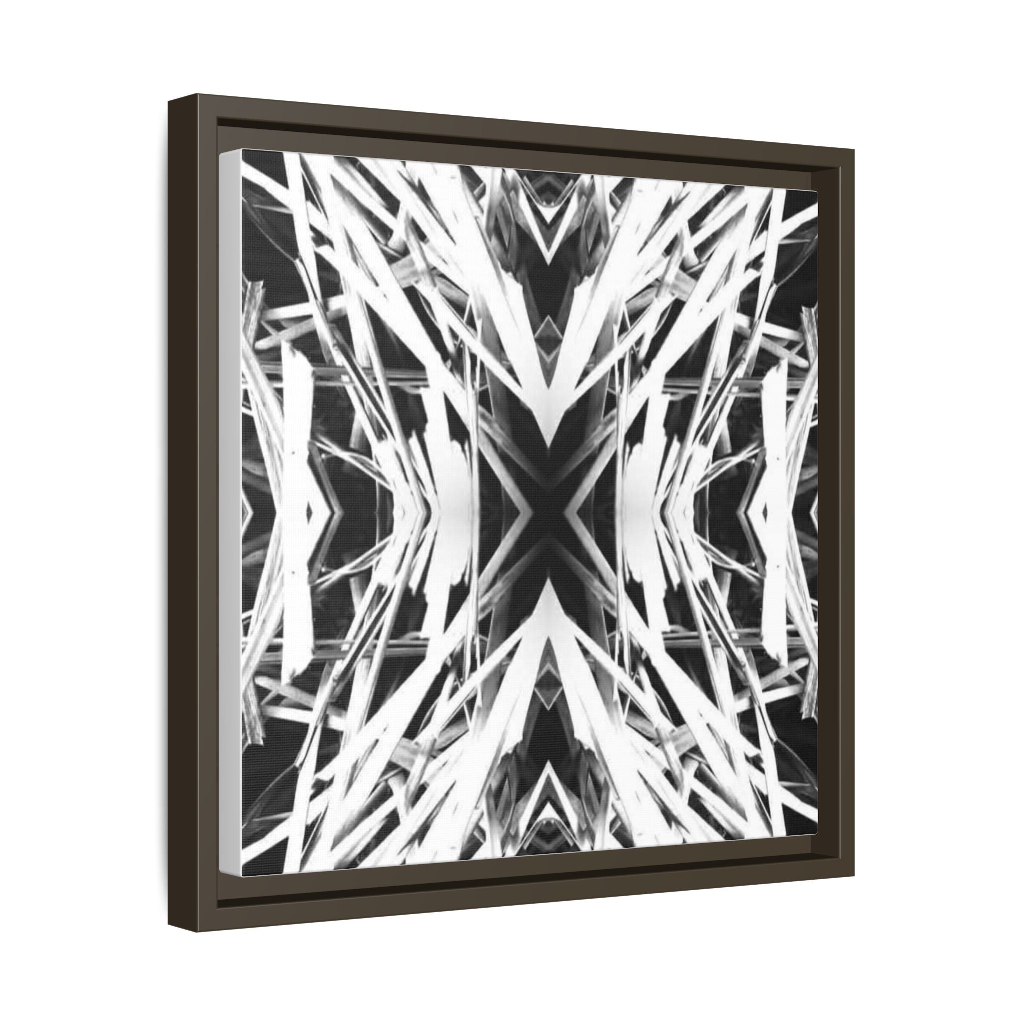 Black & White Abstract Geometric Matte Canvas Framed Wall Art