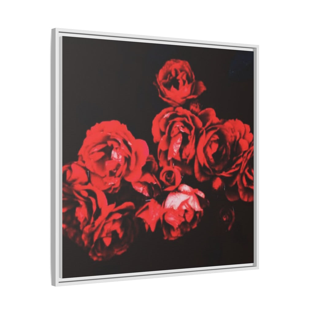 MIDNIGHT ROSE Framed Red Rose Matte Canvas Wall Art — Moody Floral Decor