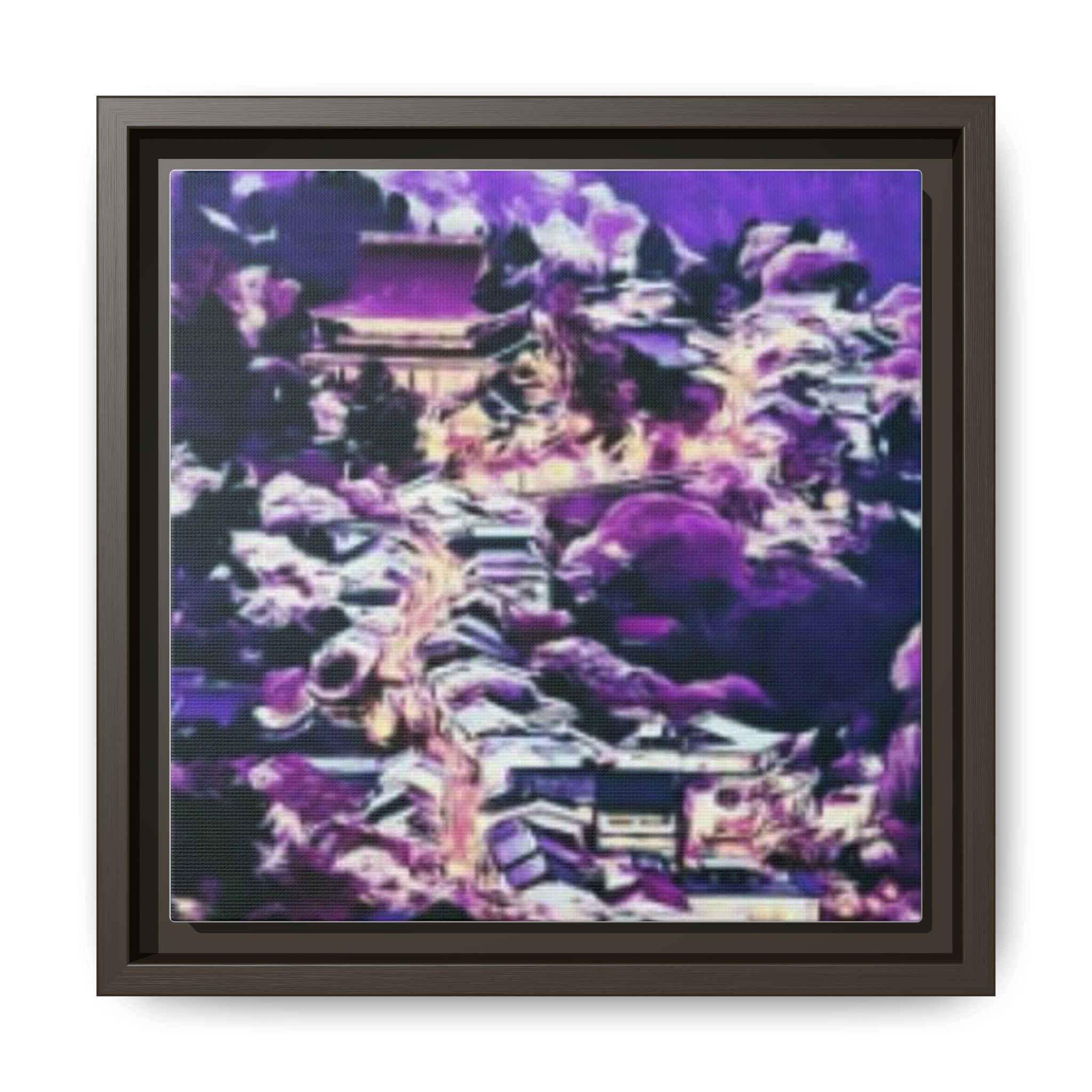Framed Matte Canvas Art - Abstract Purple Cityscape