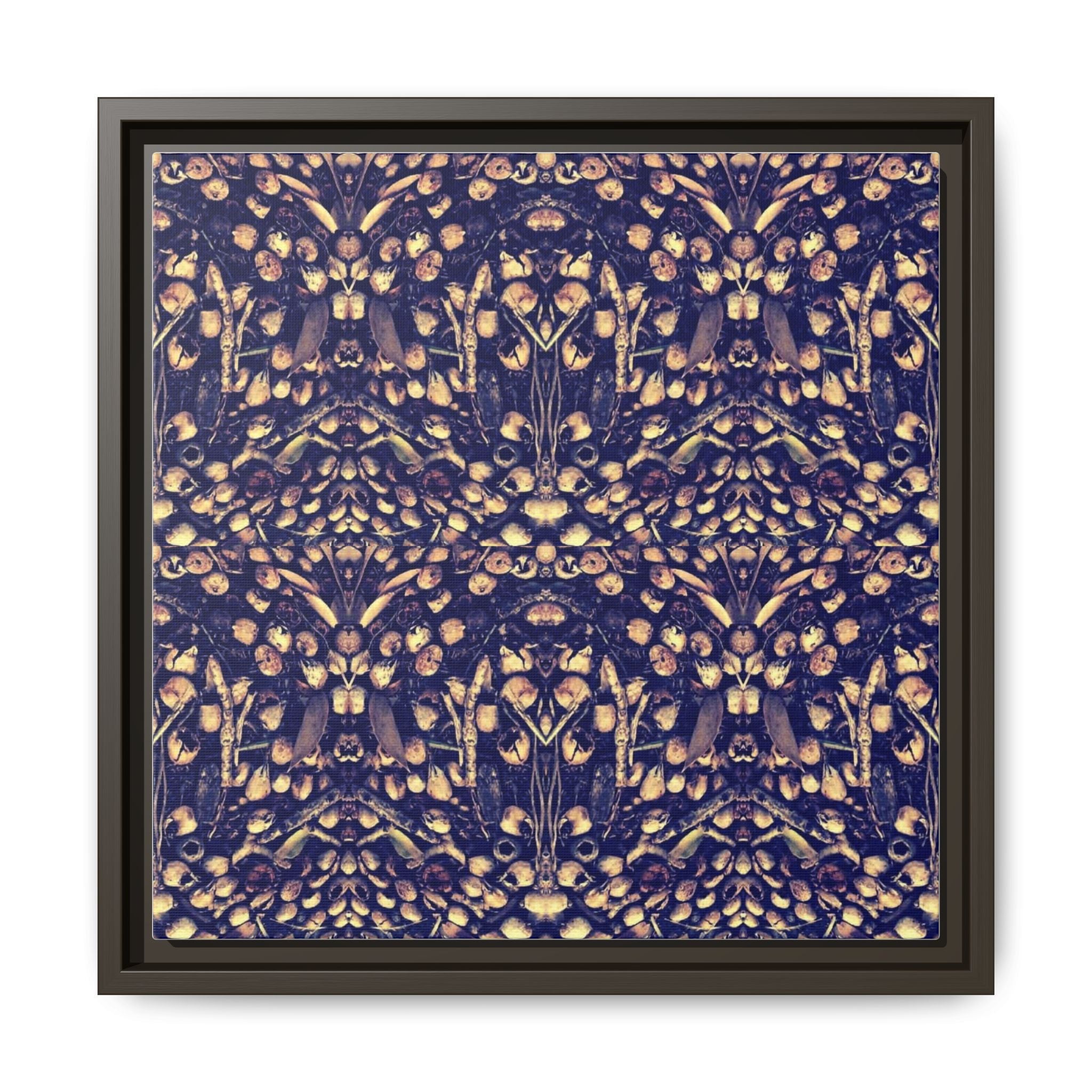 Framed Matte Canvas Art - Gold & Navy Abstract Pattern