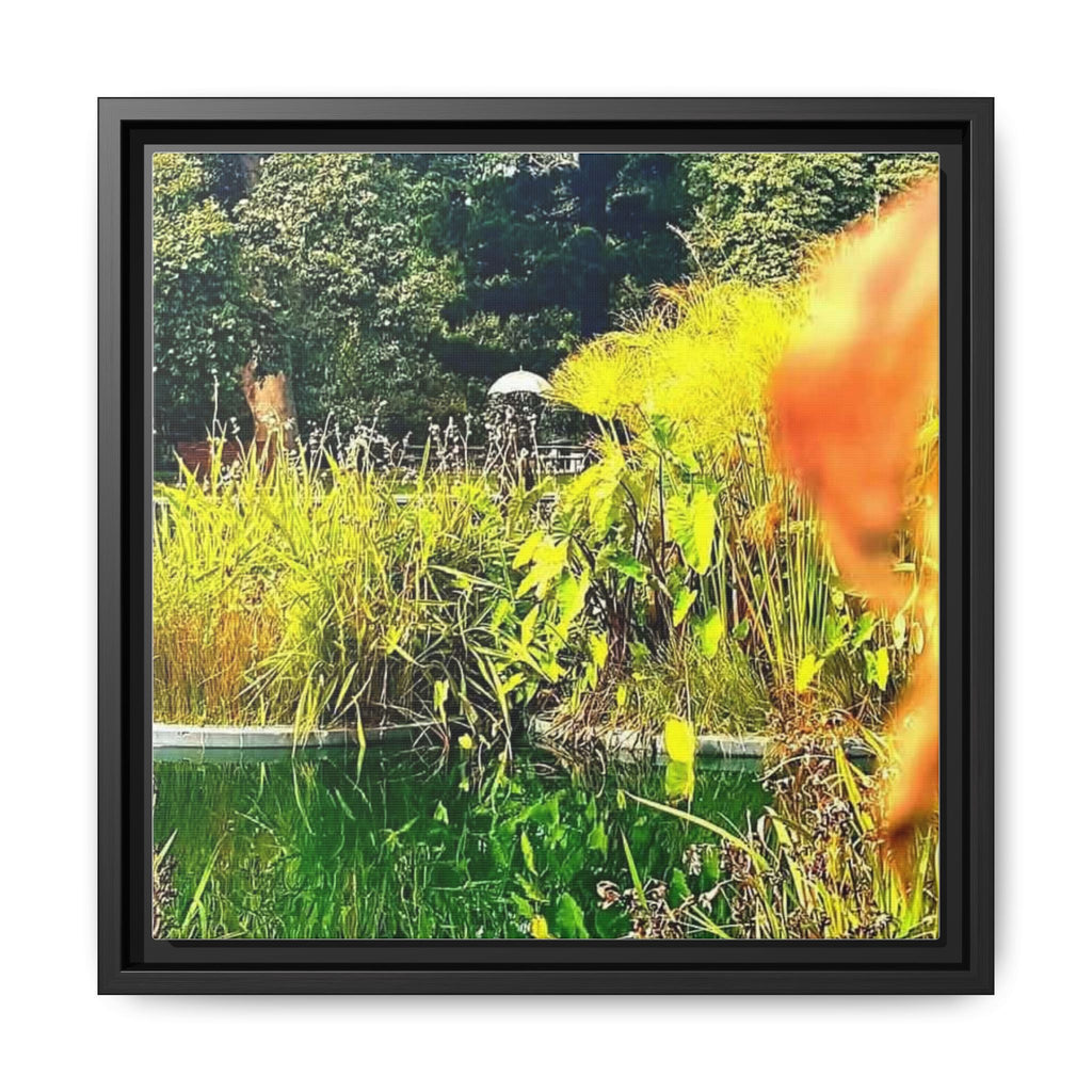 ST KILDA BOTANICAL GARDENS Framed Matte Canvas Print — Colorful Botanical Pond Wall Art