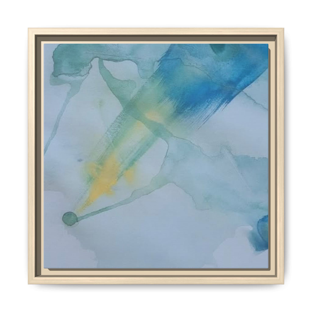 SHINE THROUGH Abstract Blue-Green Watercolor Framed Canvas