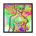 PSYCHEDELIC SKELETON Matte Framed Canvas — Neon Abstract Skull Art Print