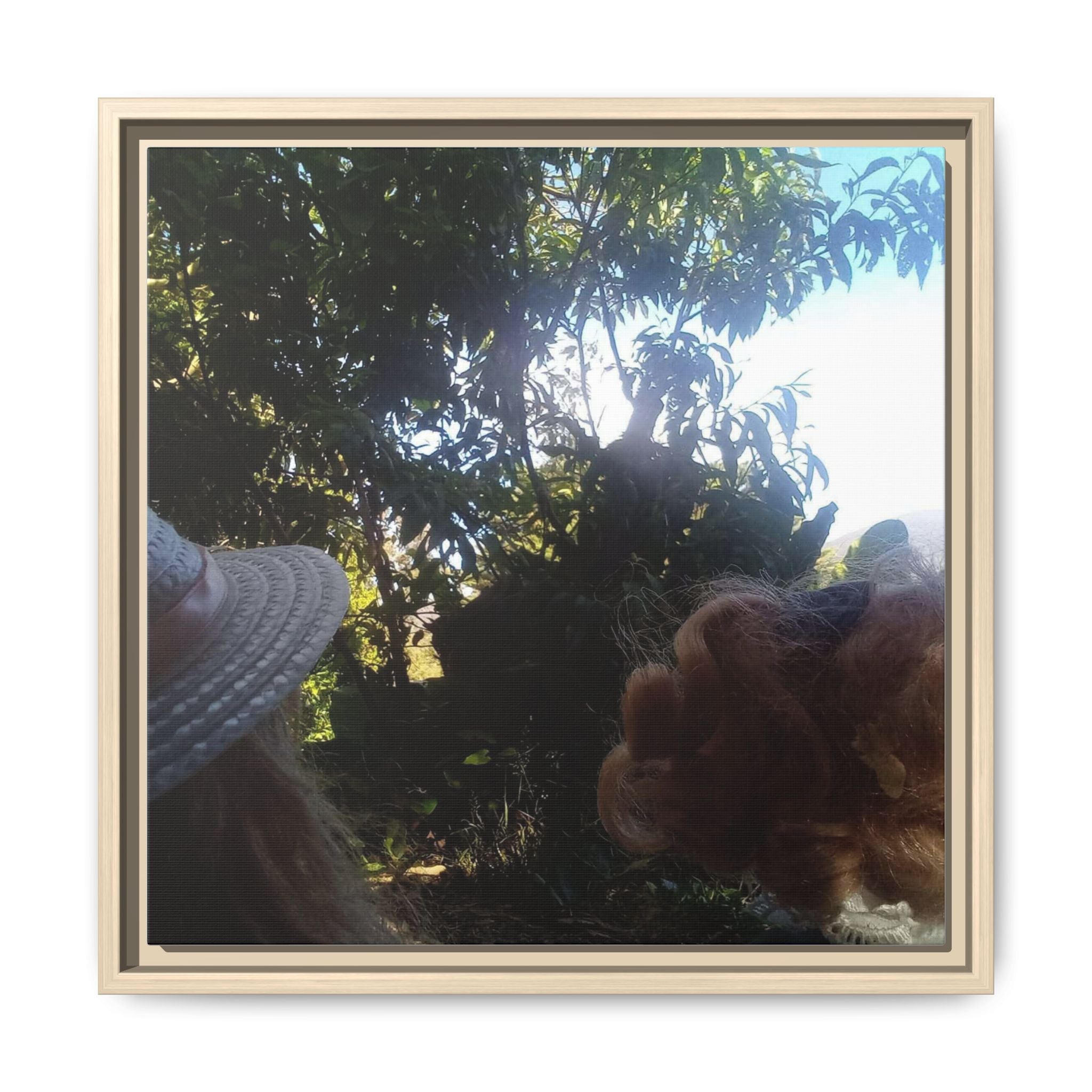 DOLLIES PICNIC Matte Framed Canvas Wall Art — Sunlit Garden Portrait