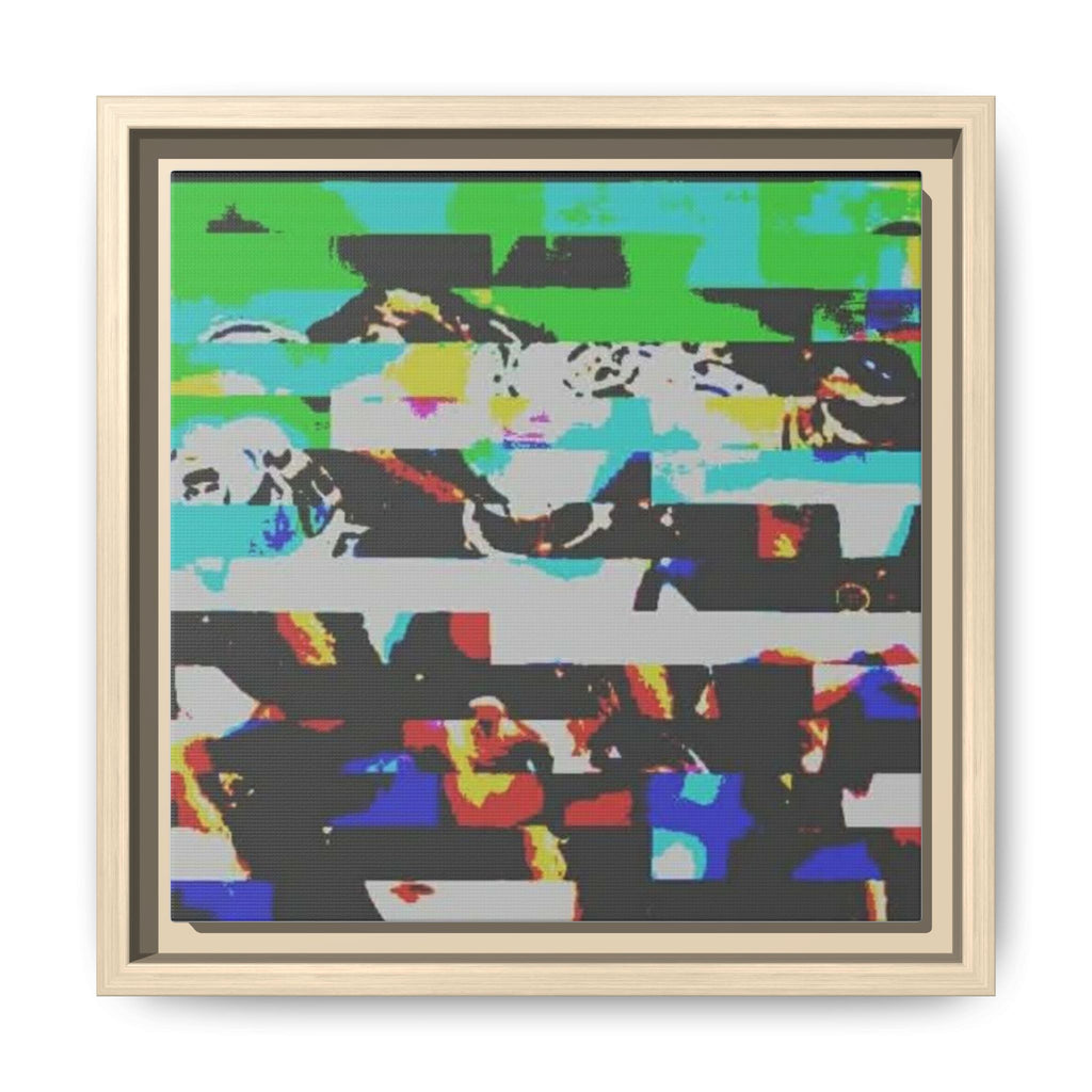 ABSTRACT PORTRAIT 3 Abstract Glitch Art Framed Canvas – Colorful Digital Distortion Wall Art