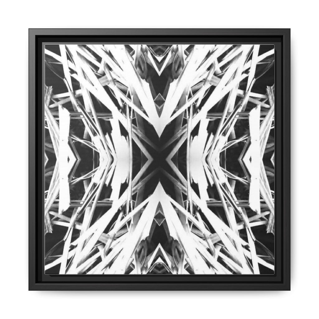 Black & White Abstract Geometric Matte Canvas Framed Wall Art