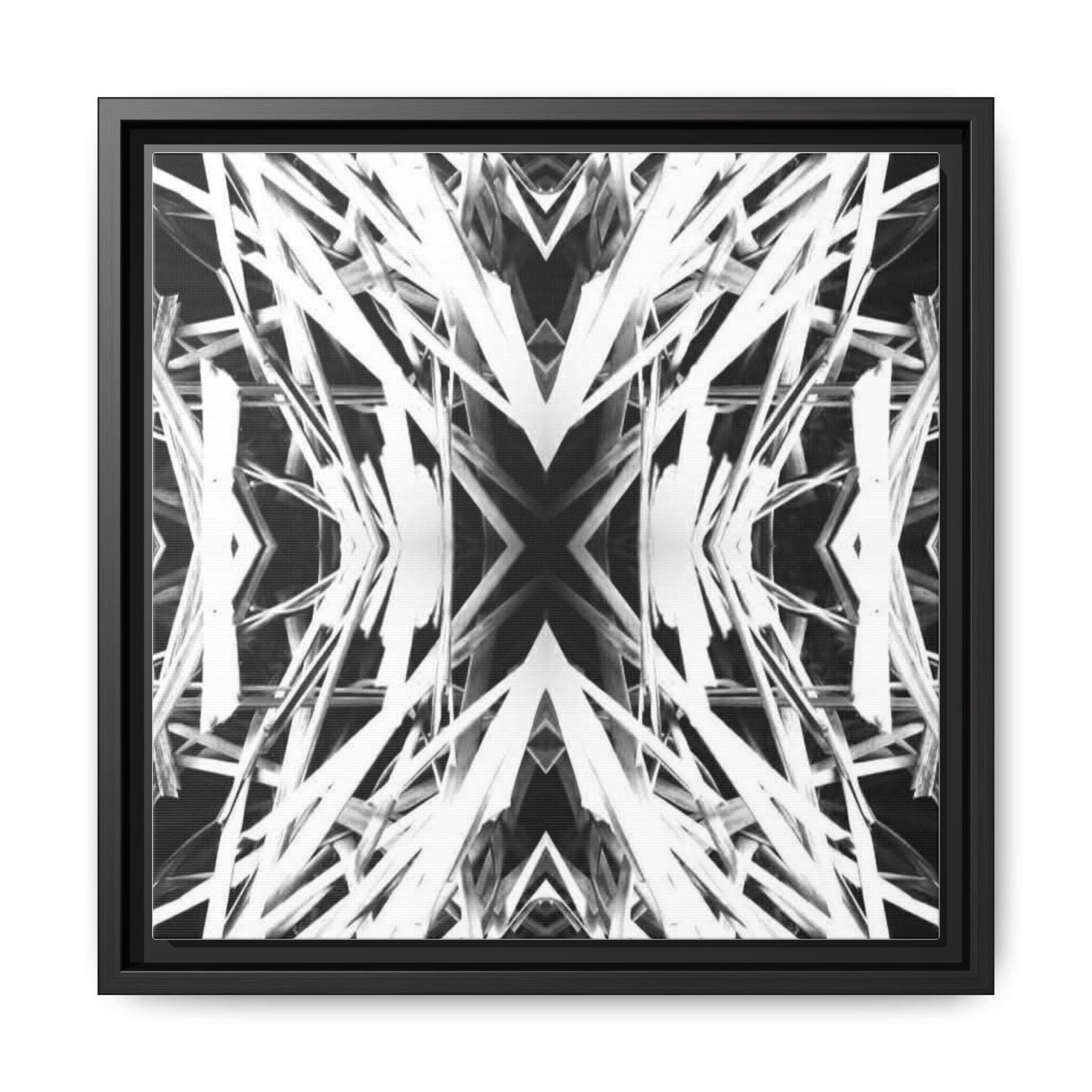 Black & White Abstract Geometric Matte Canvas Framed Wall Art