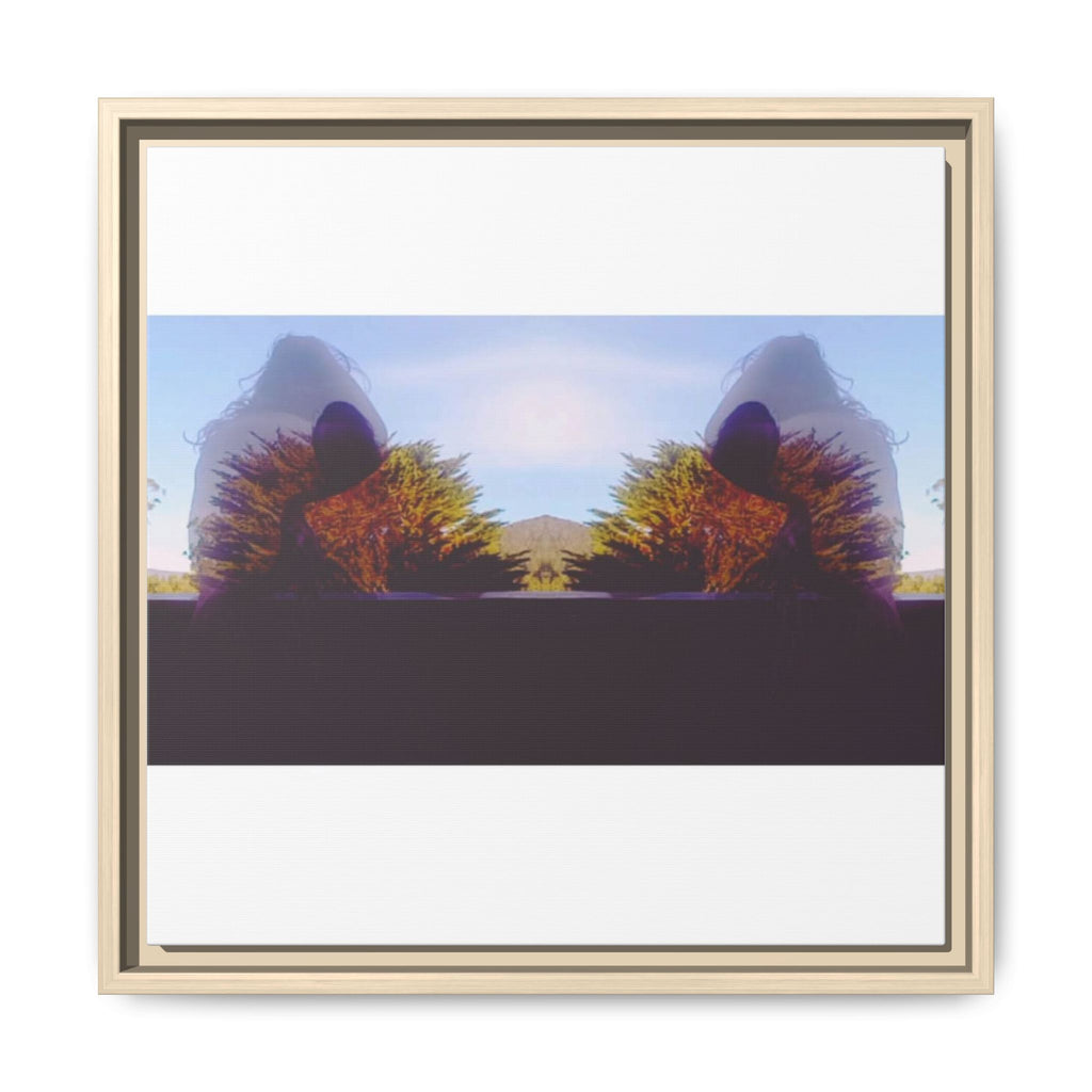 SURREALIST SUN DANCE 2 Framed Matte Canvas Wall Art — Symmetrical Sunset Landscape