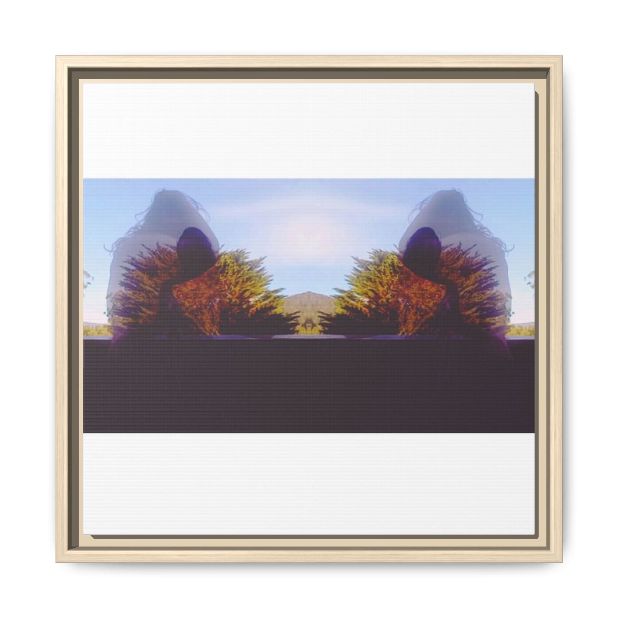 SURREALIST SUN DANCE 2 Framed Matte Canvas Wall Art — Symmetrical Sunset Landscape