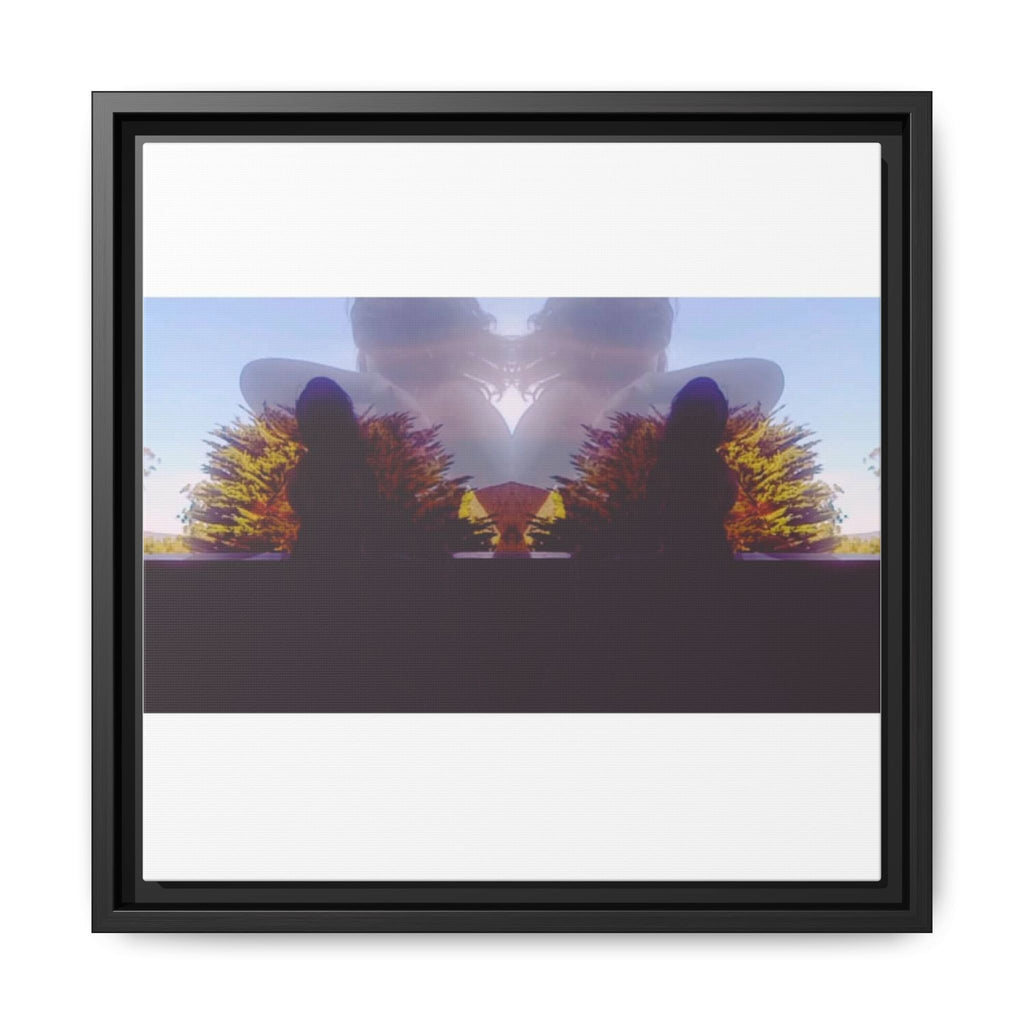 SURREALIST SUN DANCE 1 Framed Matte Canvas - Abstract Sunset Mirror Landscape Art