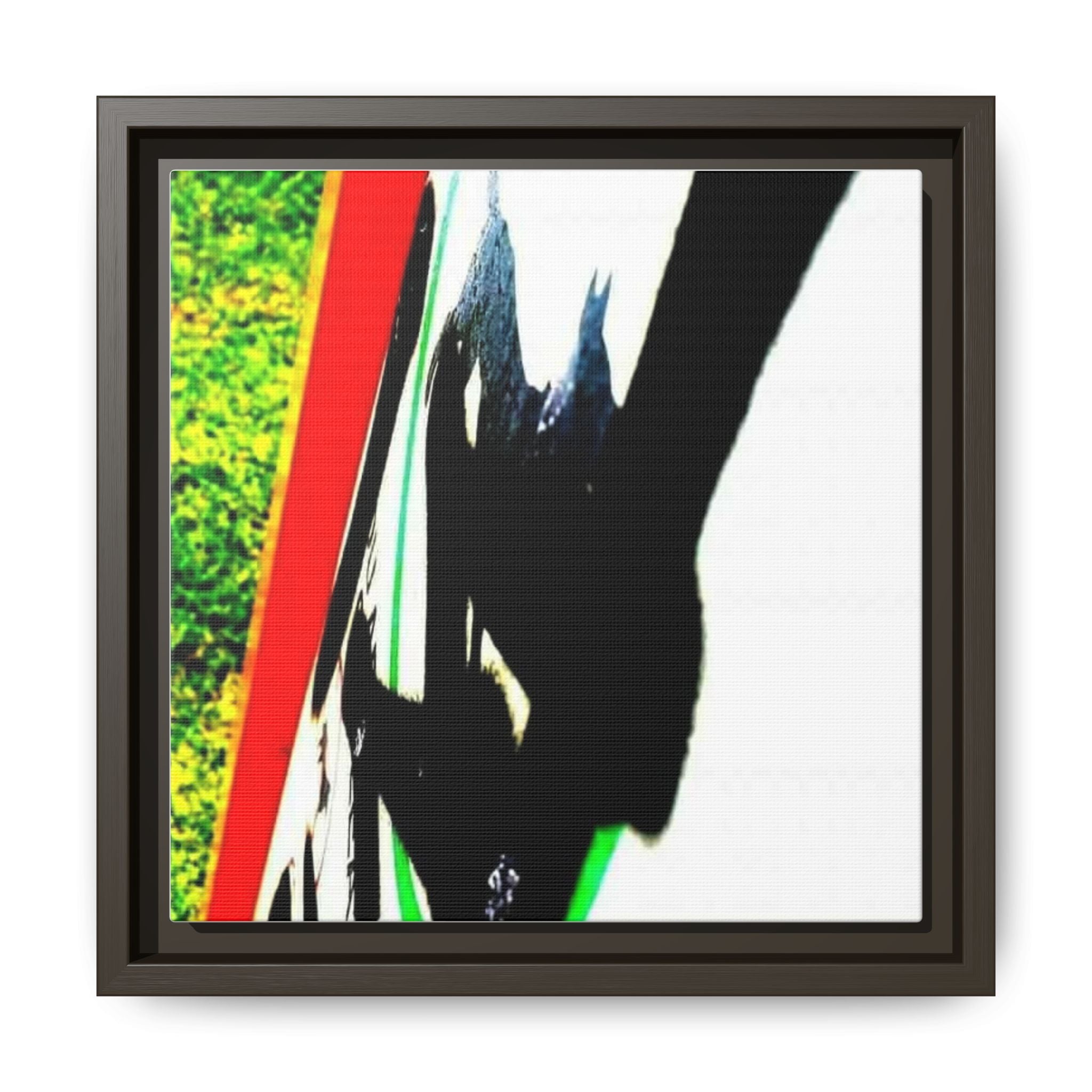 Framed Matte Canvas Print — Abstract Skateboard Silhouette in Bold Colors