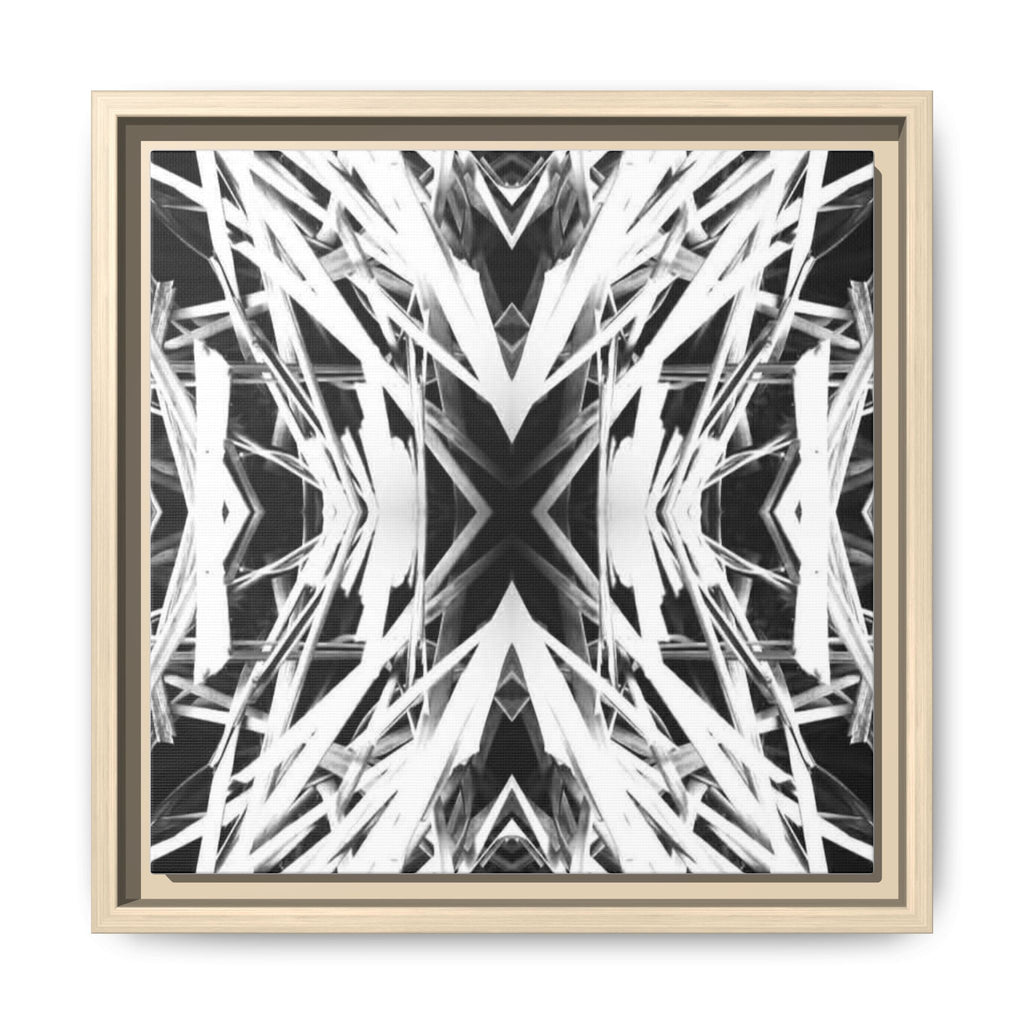 Black & White Abstract Geometric Matte Canvas Framed Wall Art
