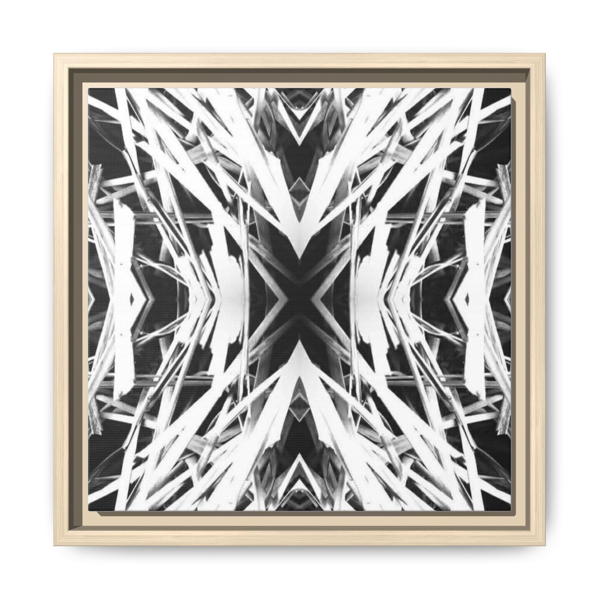 Black & White Abstract Geometric Matte Canvas Framed Wall Art