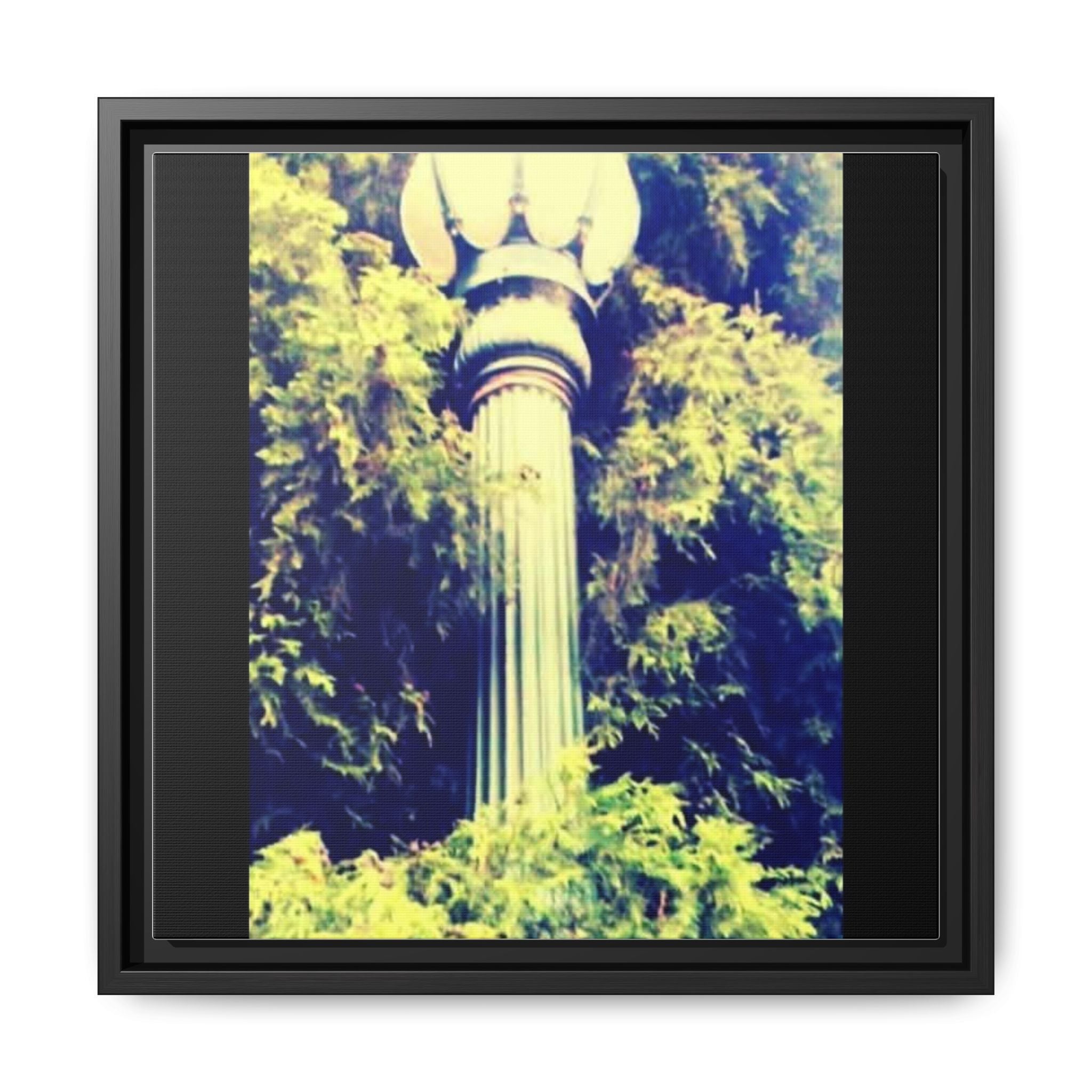 Framed Matte Canvas Print — Vintage Park Lamp Photo Art