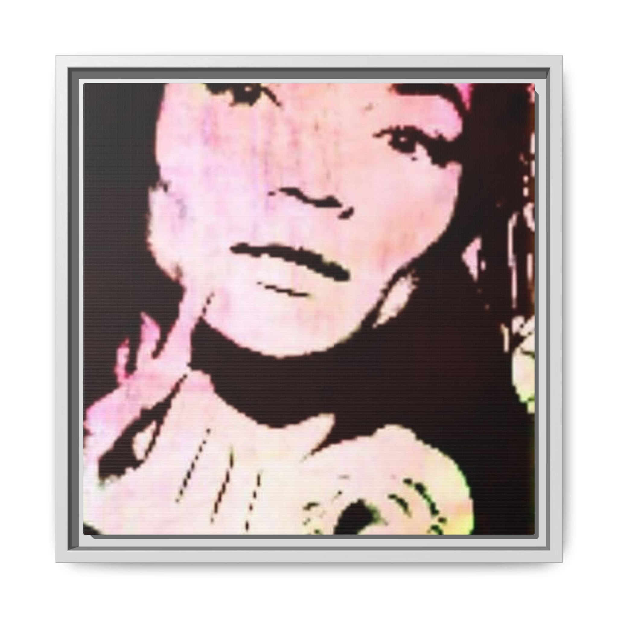 MISS KITT Framed Pop Art Portrait Canvas — Vintage Pink Femme Wall Art
