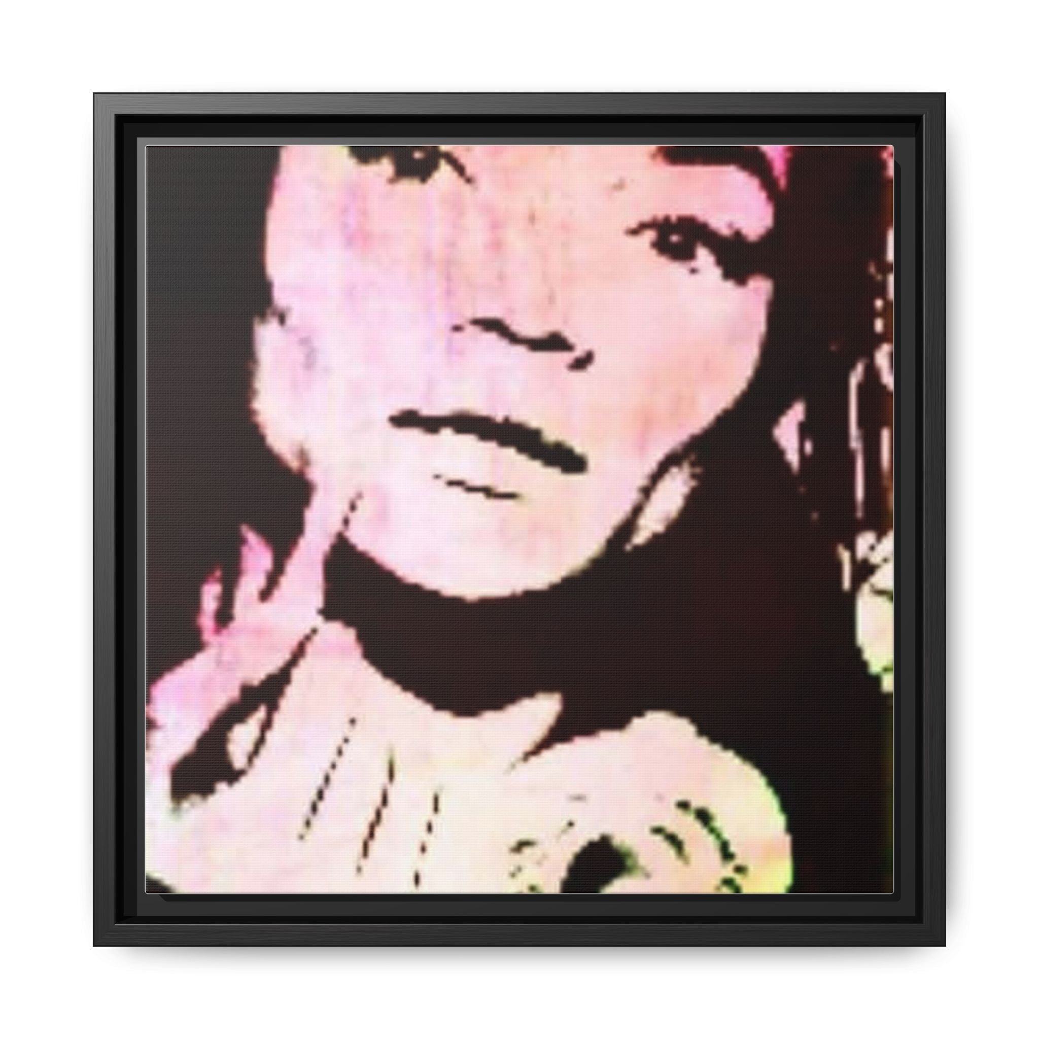 MISS KITT Framed Pop Art Portrait Canvas — Vintage Pink Femme Wall Art