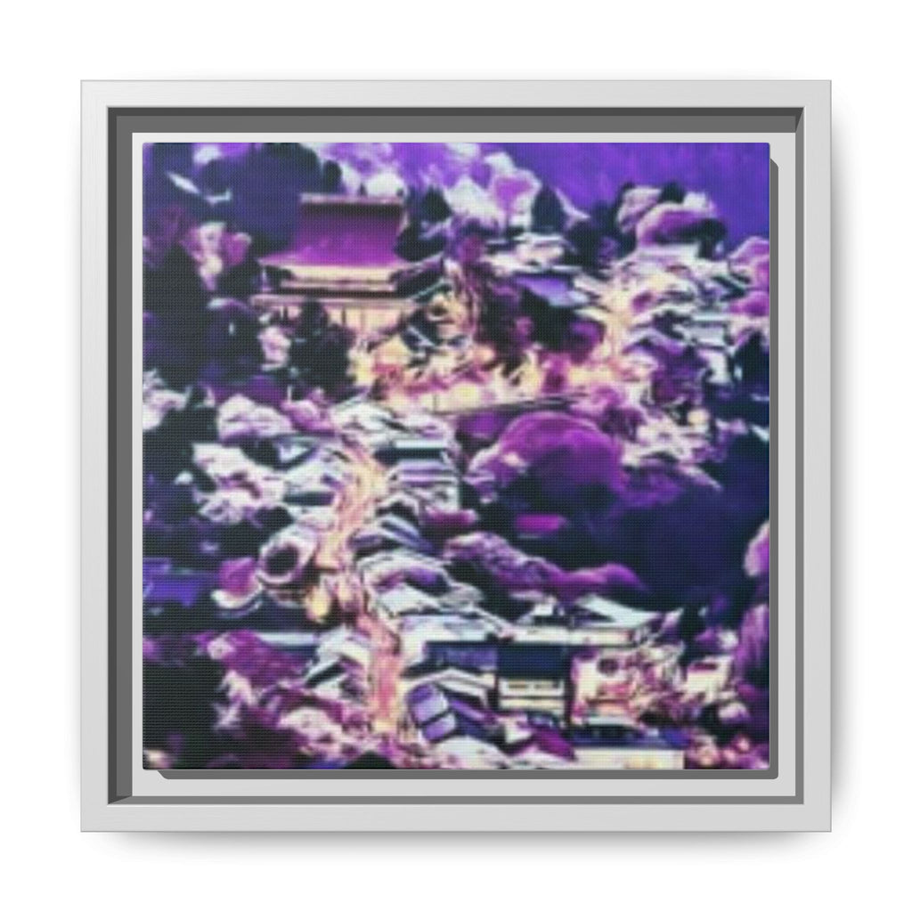 VIOLET CITY Framed Matte Canvas Art - Abstract Purple Cityscape