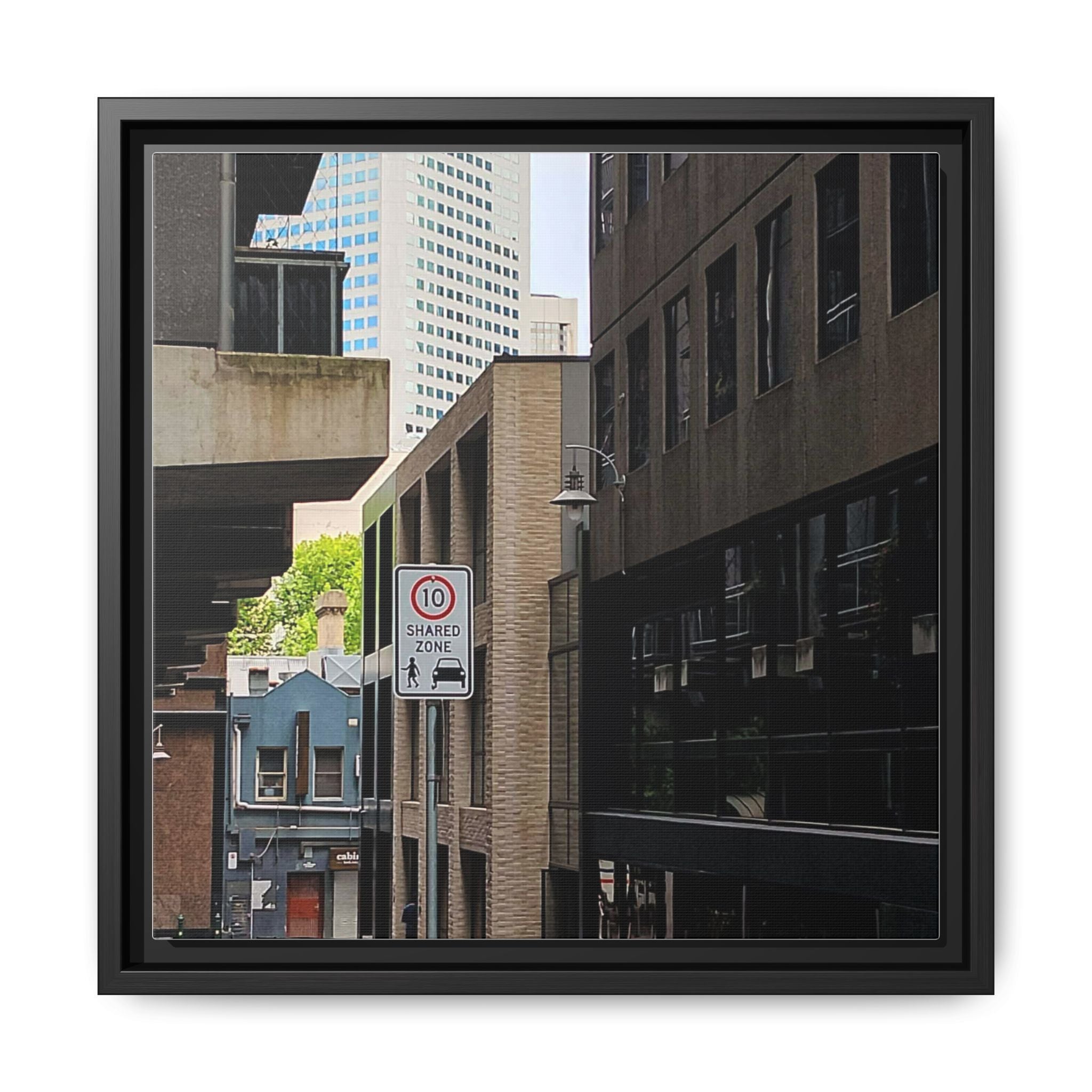 CITY LANE Urban Alleyway Matte Canvas Framed Wall Art — City Street Photography Print