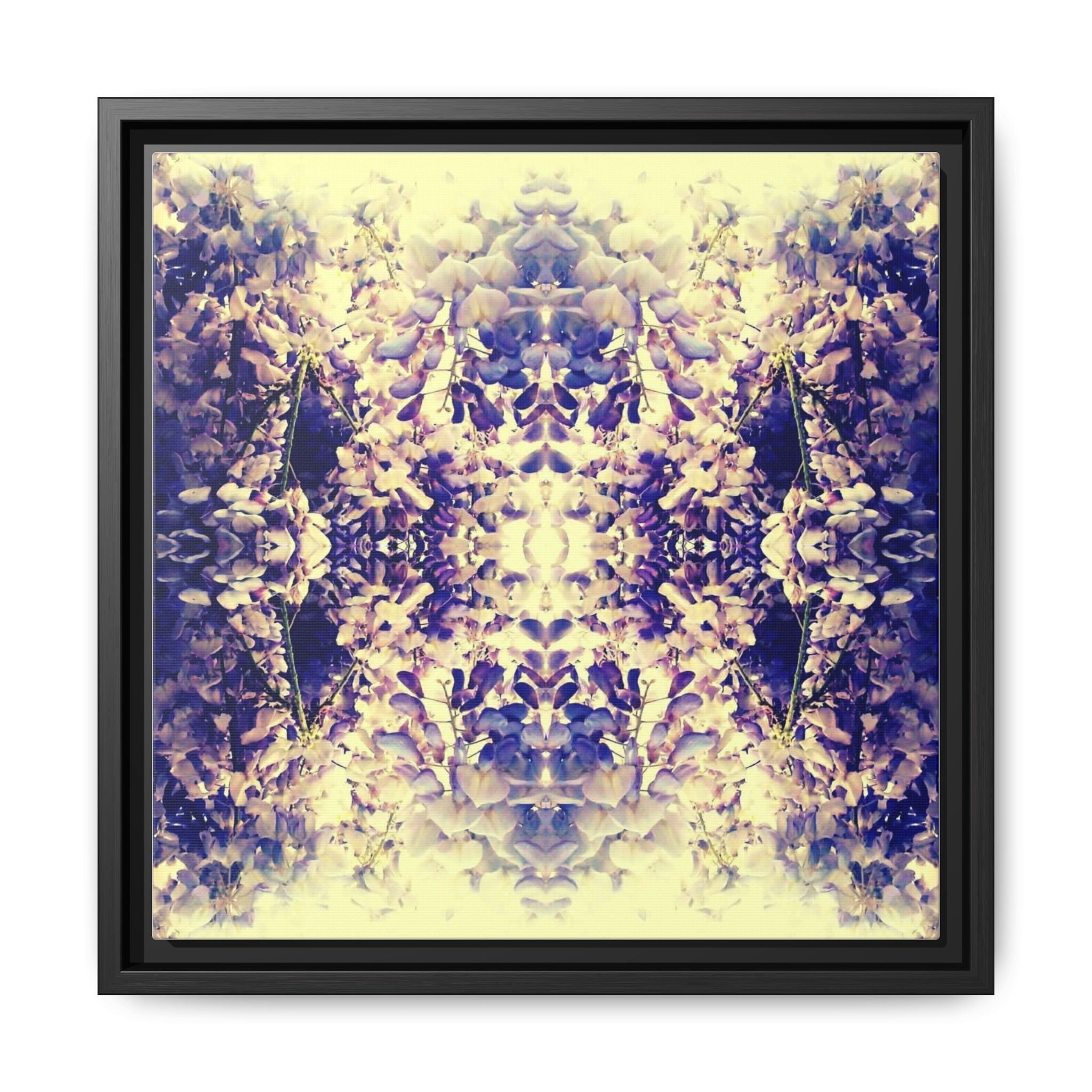 Framed Matte Canvas Art – Golden Lavender Floral Kaleidoscope