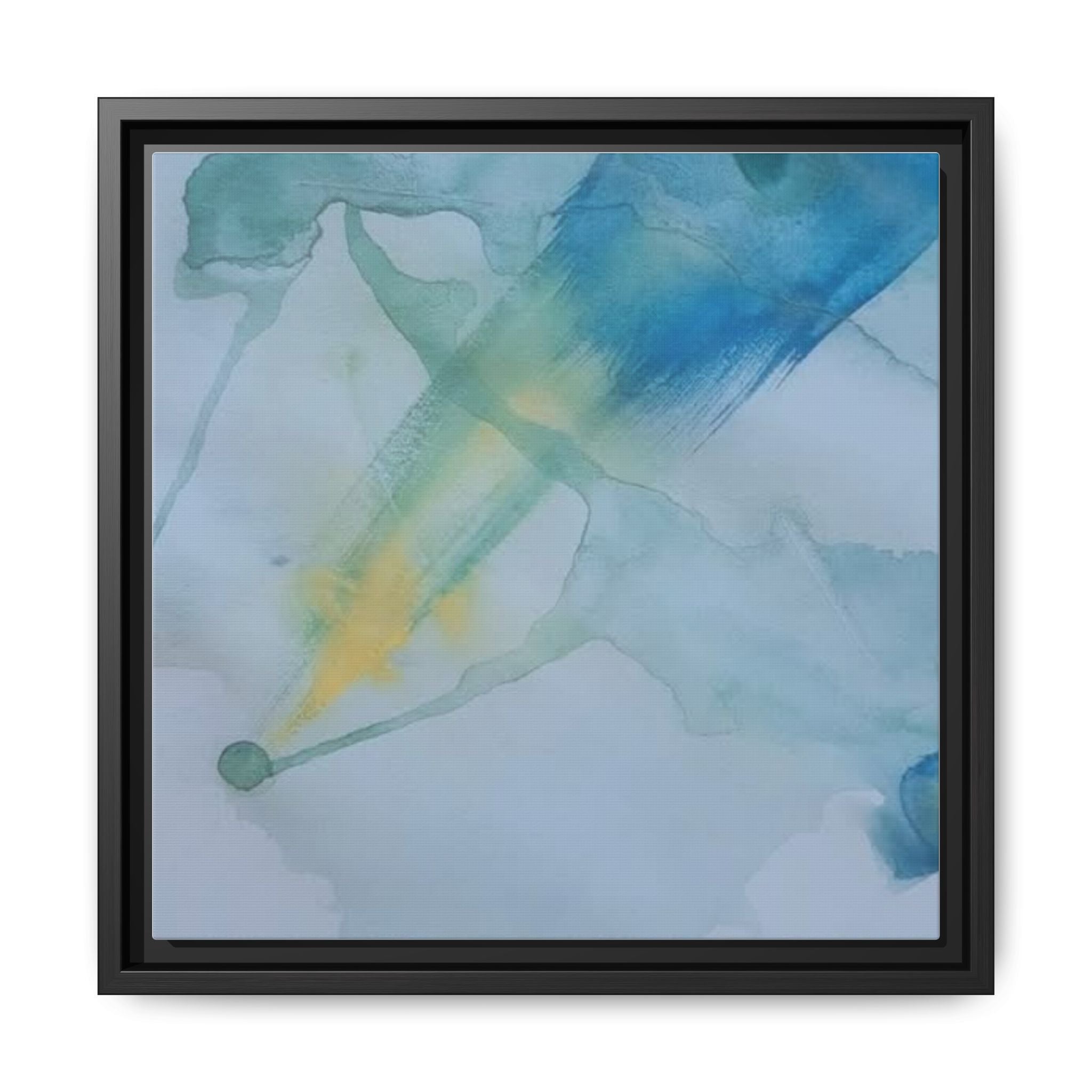 SHINE THROUGH Abstract Blue-Green Watercolor Framed Canvas