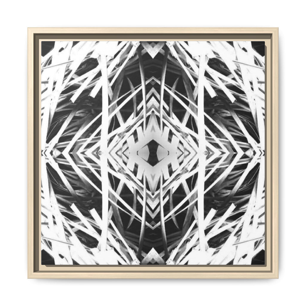 PSYCHEDELIC TALL GRASS 5 Framed Matte Canvas - Black & White Geometric Abstract Art