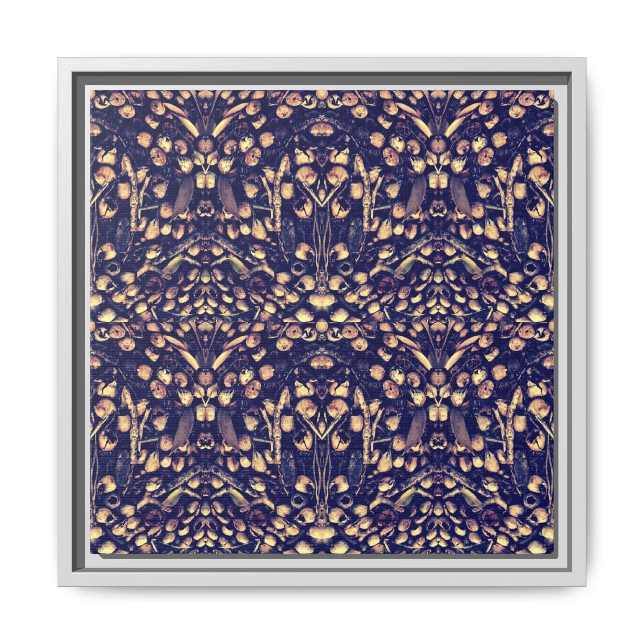 Framed Matte Canvas Art - Gold & Navy Abstract Pattern