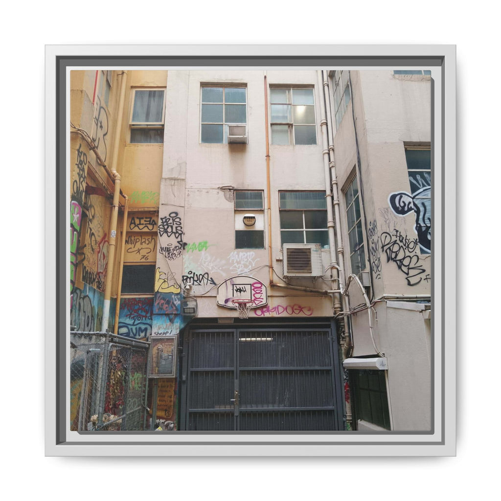 BACKSTREET Urban Graffiti Alley Matte Framed Canvas Print