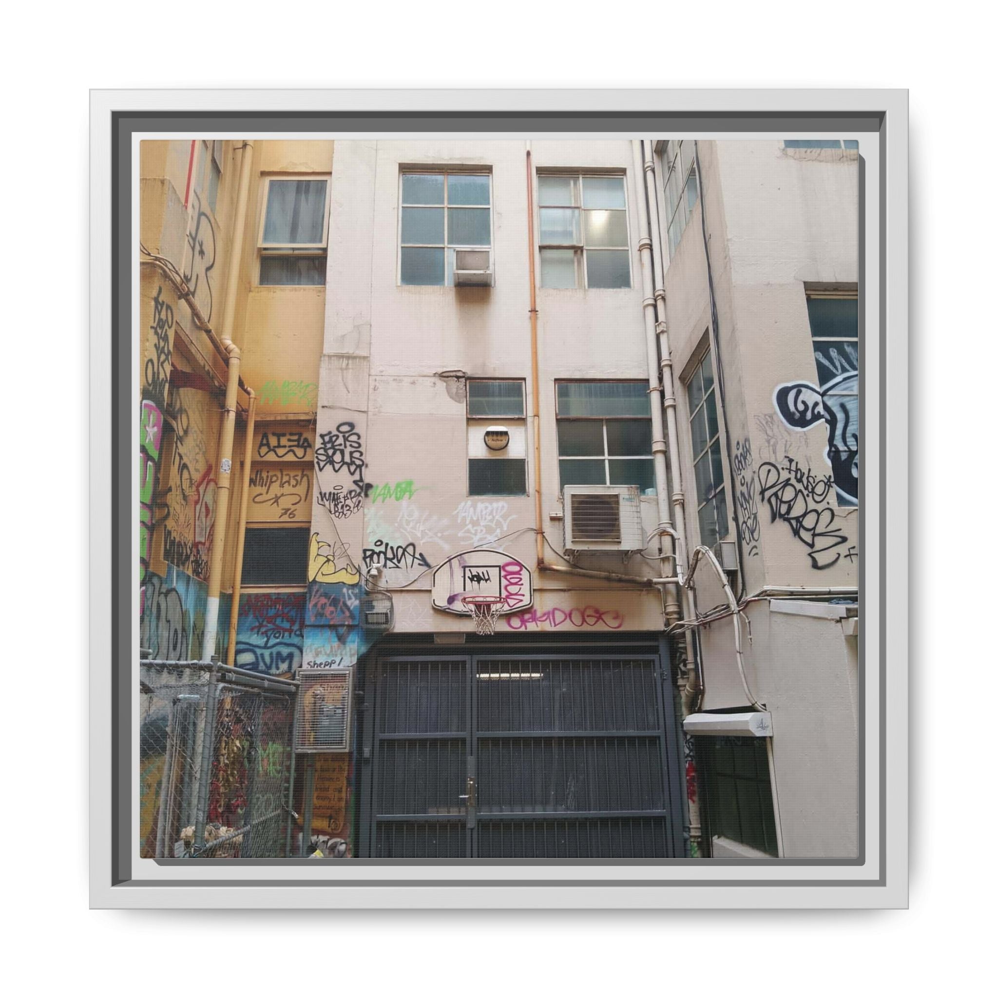 BACKSTREET Urban Graffiti Alley Matte Framed Canvas Print