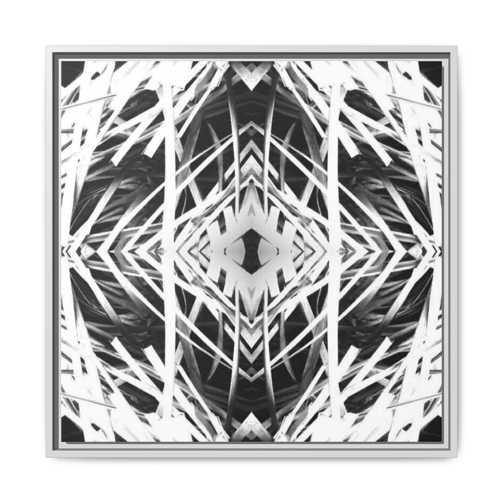 PSYCHEDELIC TALL GRASS 5 Framed Matte Canvas - Black & White Geometric Abstract Art