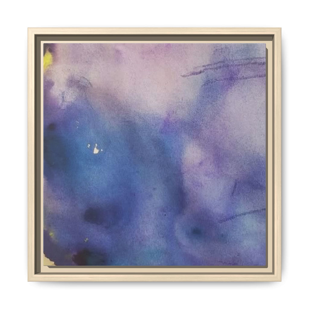 NEBULA Framed Abstract Watercolor Canvas Art — Blue & Purple Matte Wall Print