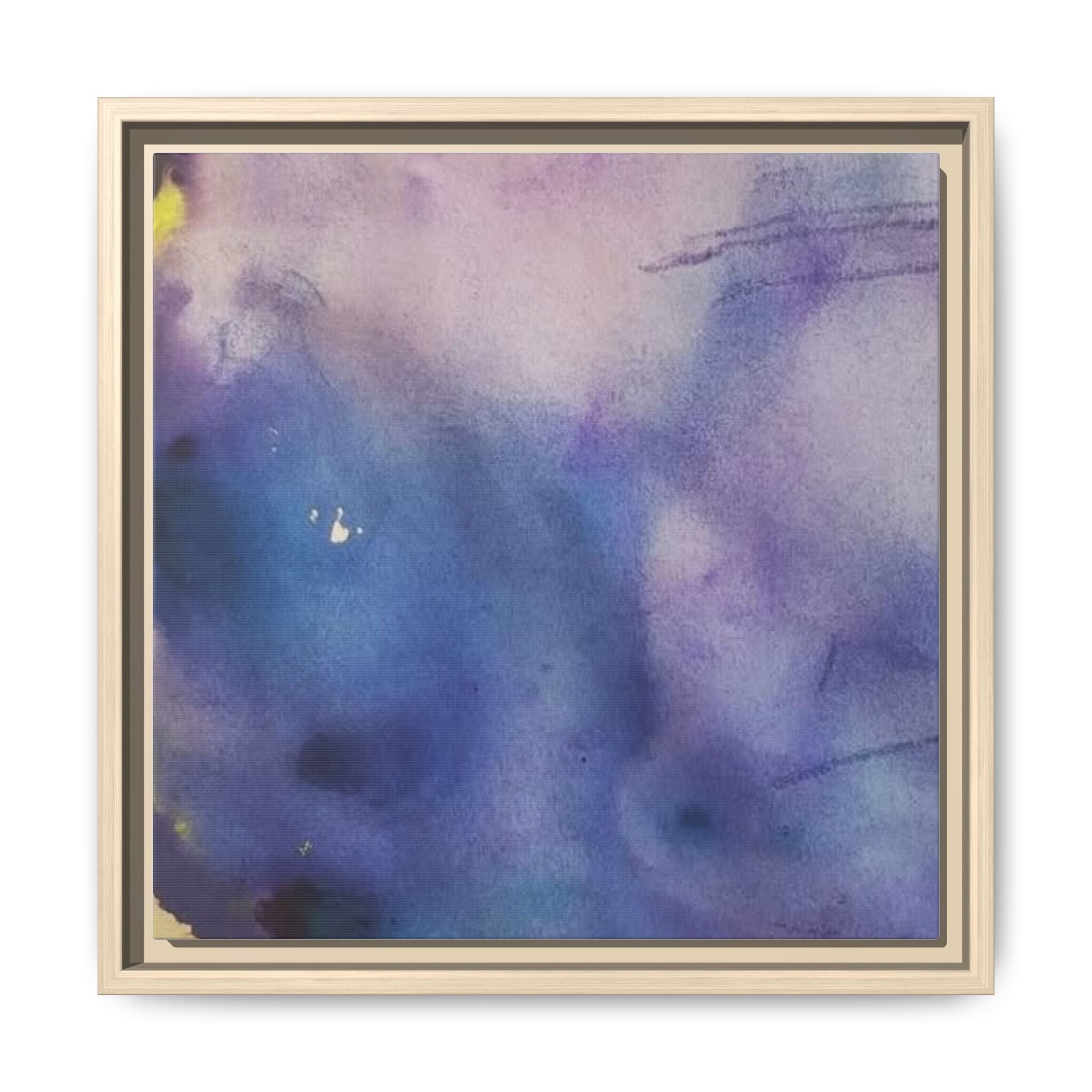 NEBULA Framed Abstract Watercolor Canvas Art — Blue & Purple Matte Wall Print