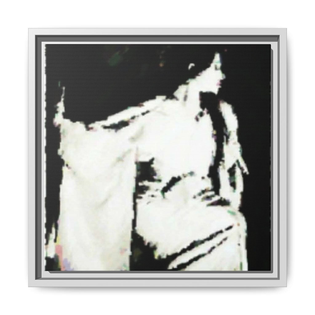 B/W PRINT PORTRAIT Framed Matte Canvas Print — High-Contrast Vintage Woman Silhouette Art