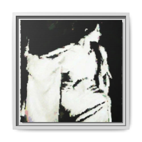 B/W PRINT PORTRAIT Framed Matte Canvas Print — High-Contrast Vintage Woman Silhouette Art