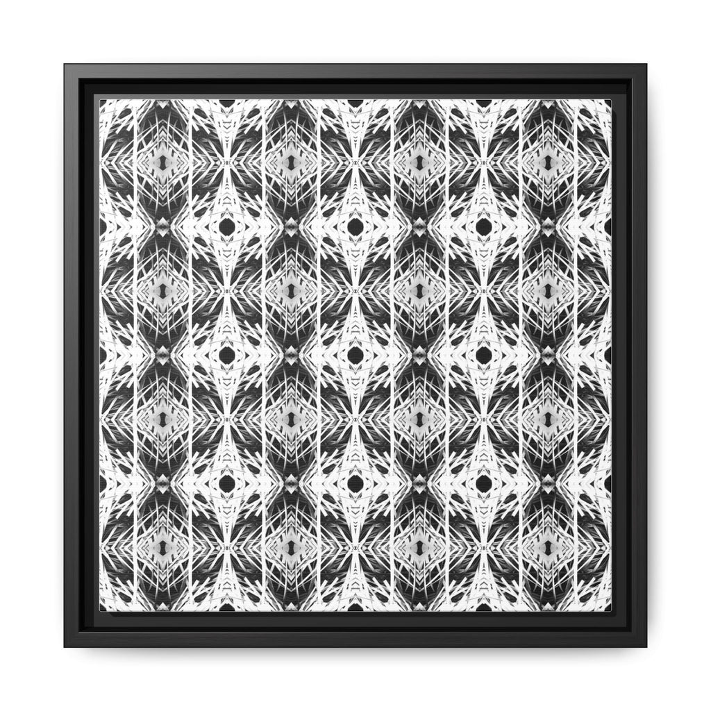 PSYCHEDELIC TALL GRASS 3 Monochrome Geometric Pattern Framed Canvas