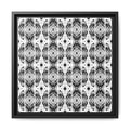 PSYCHEDELIC TALL GRASS 3 Monochrome Geometric Pattern Framed Canvas