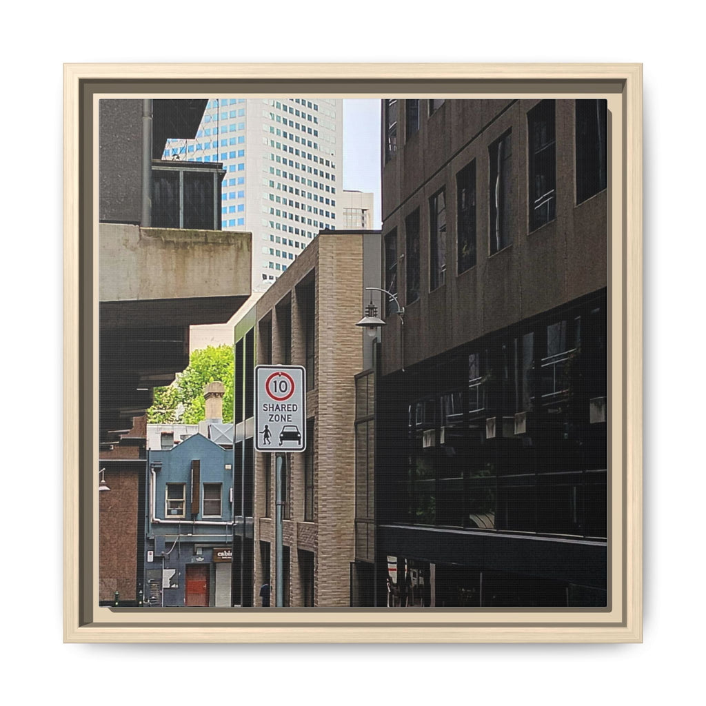 CITY LANE Urban Alleyway Matte Canvas Framed Wall Art — City Street Photography Print