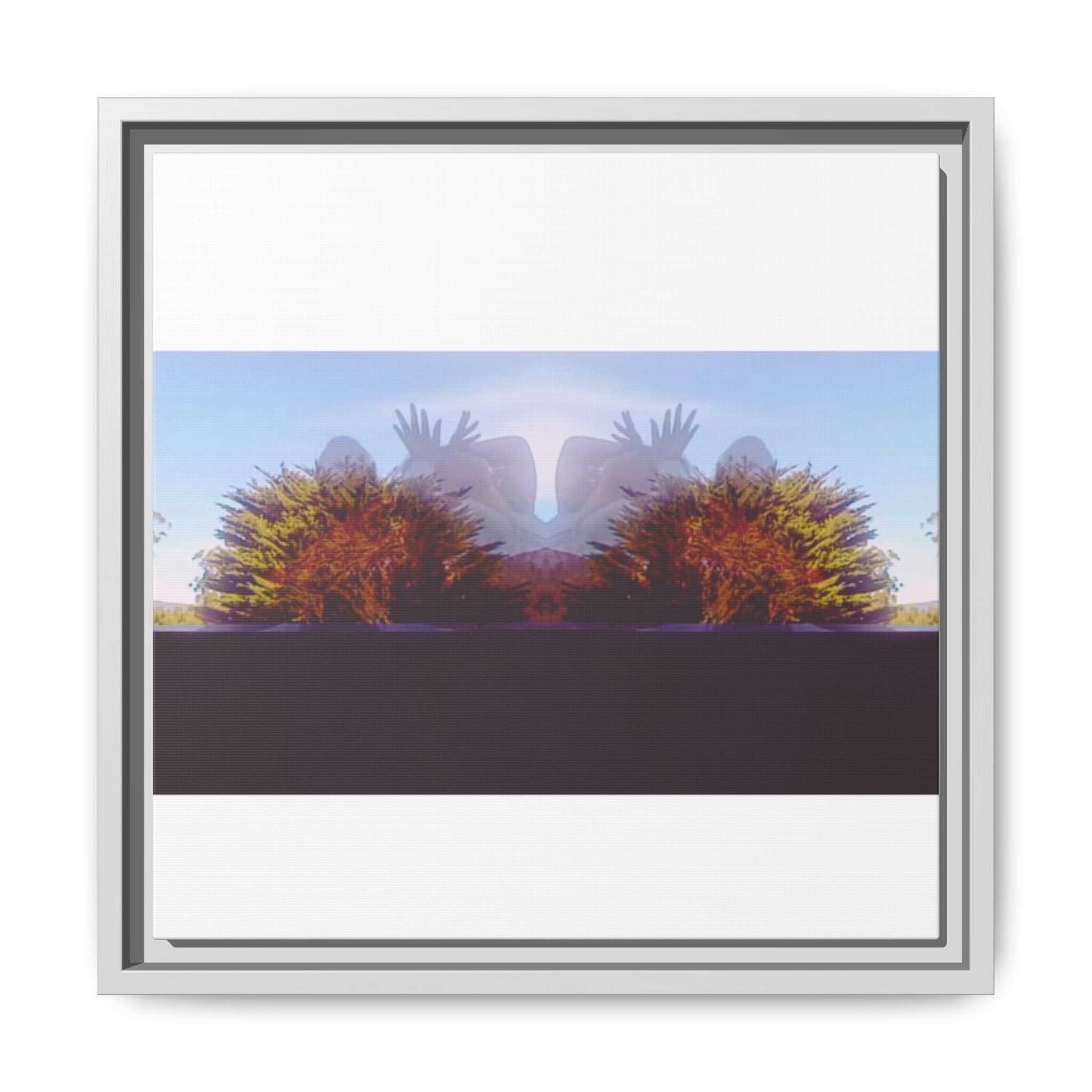 SURREALIST SUN DANCE 5 Framed Matte Canvas Print — Symmetrical Sunset Landscape