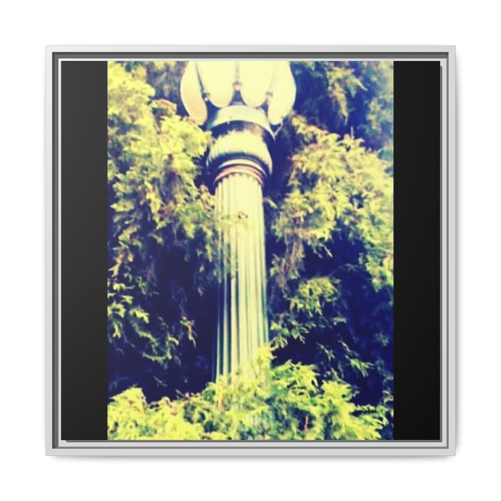 Framed Matte Canvas Print — Vintage Park Lamp Photo Art