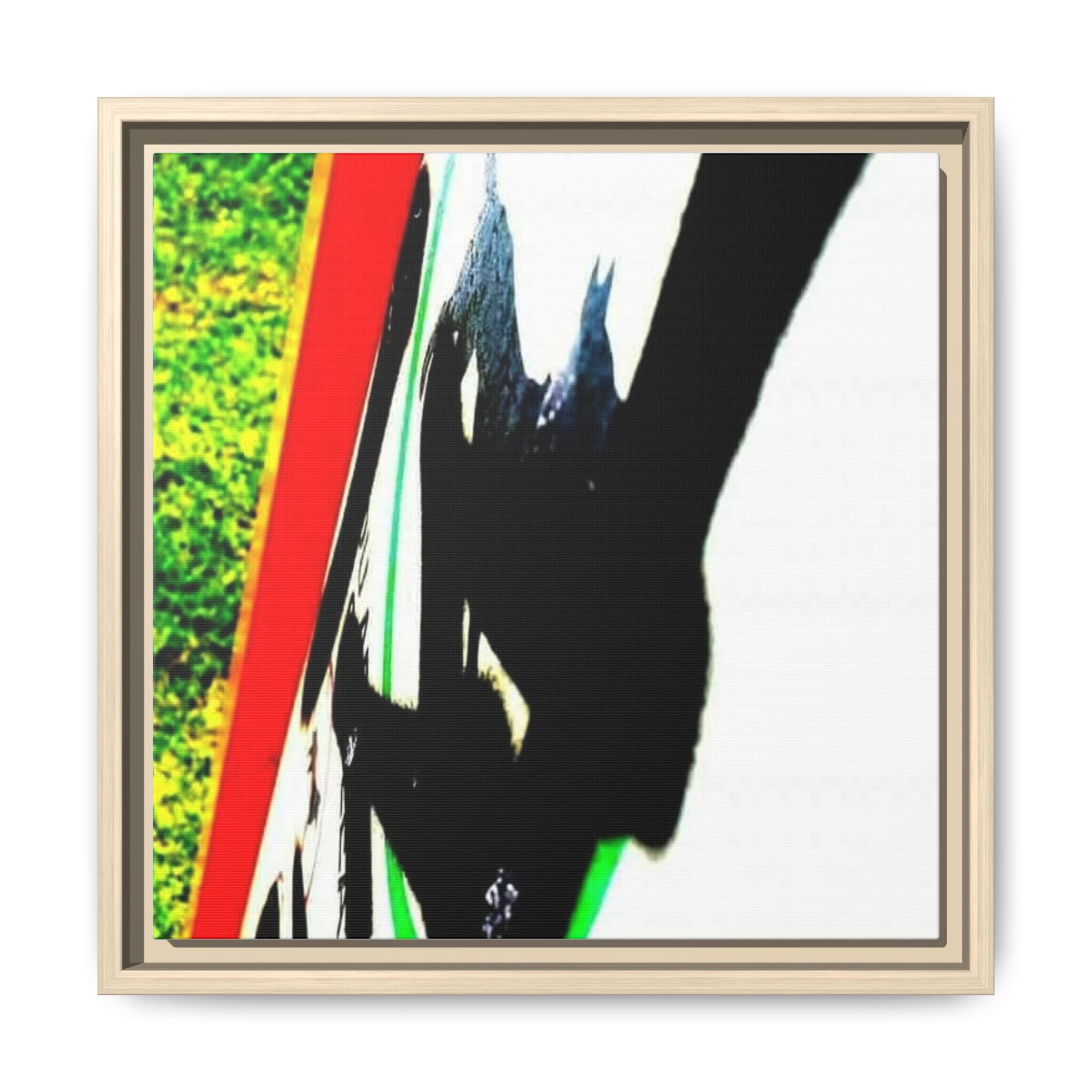 Framed Matte Canvas Print — Abstract Skateboard Silhouette in Bold Colors
